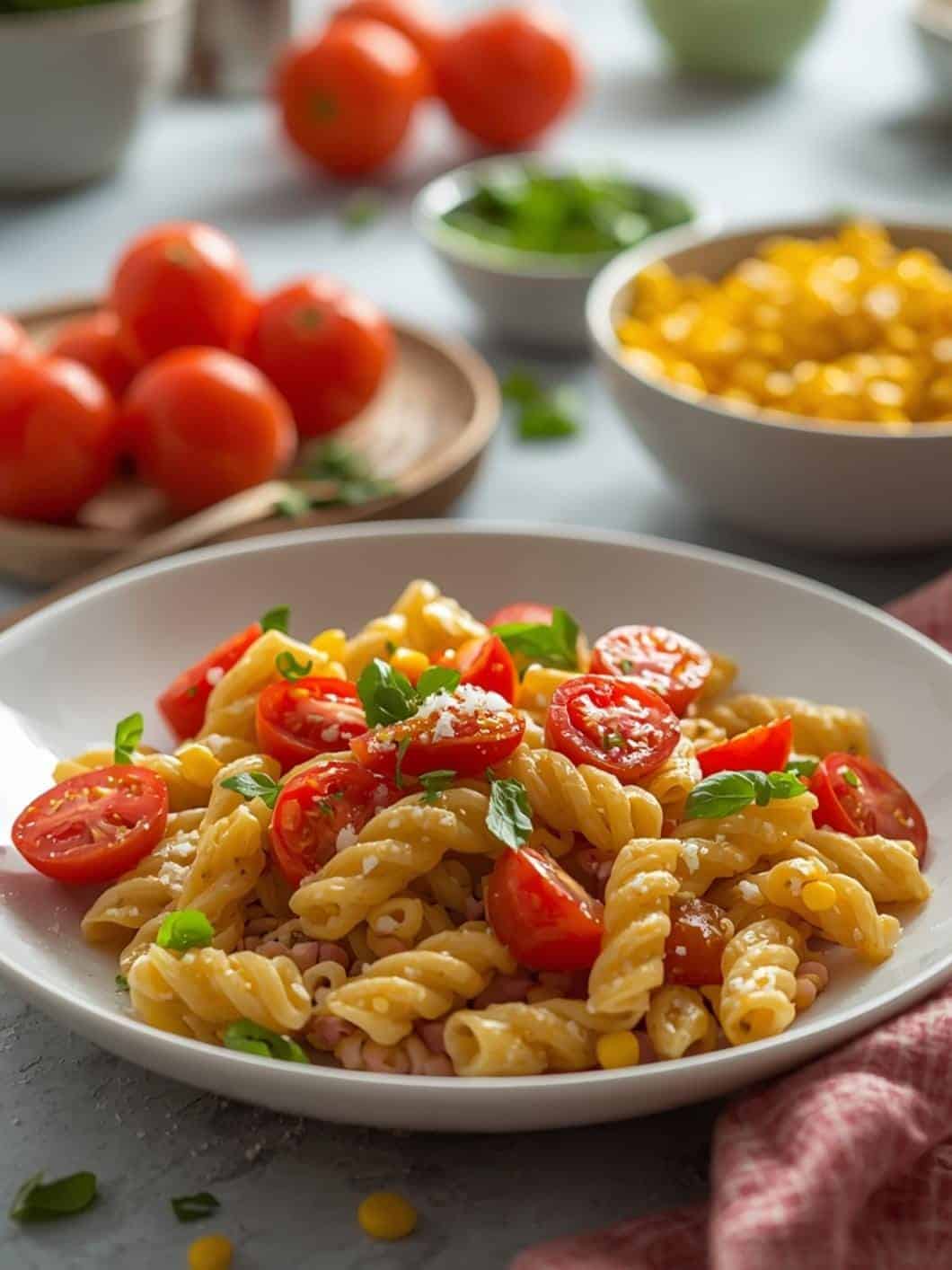 Fresh Corn & Tomato Pasta Salad
