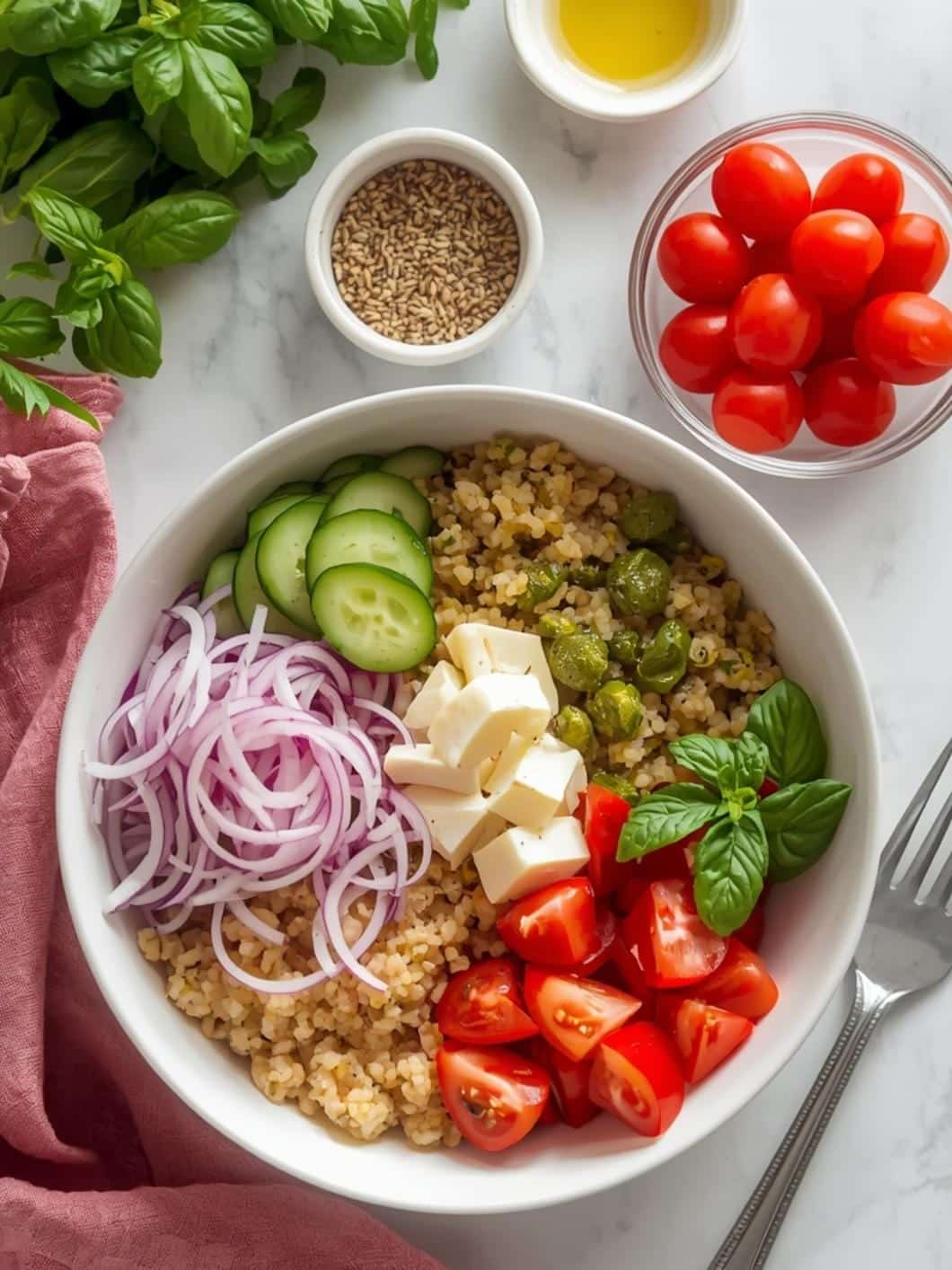 Healthy Chicken Pesto Quinoa Bowls with Savory Pesto Chicken