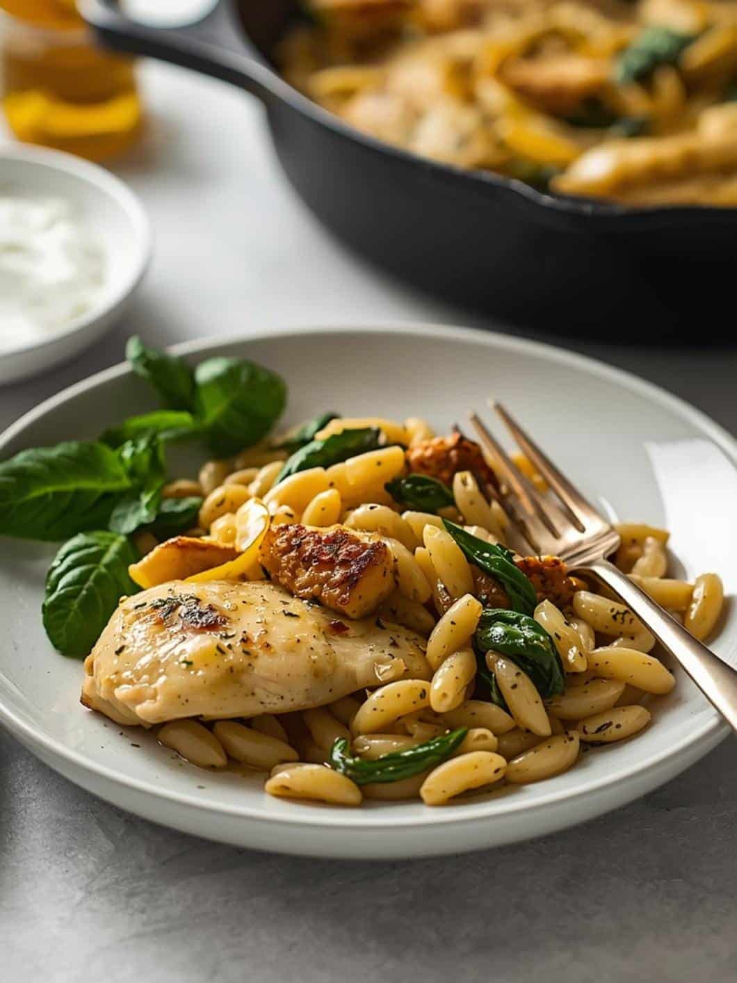 Lemon Herb Chicken Orzo Skillet: Healthy One-Pot Dinner Idea