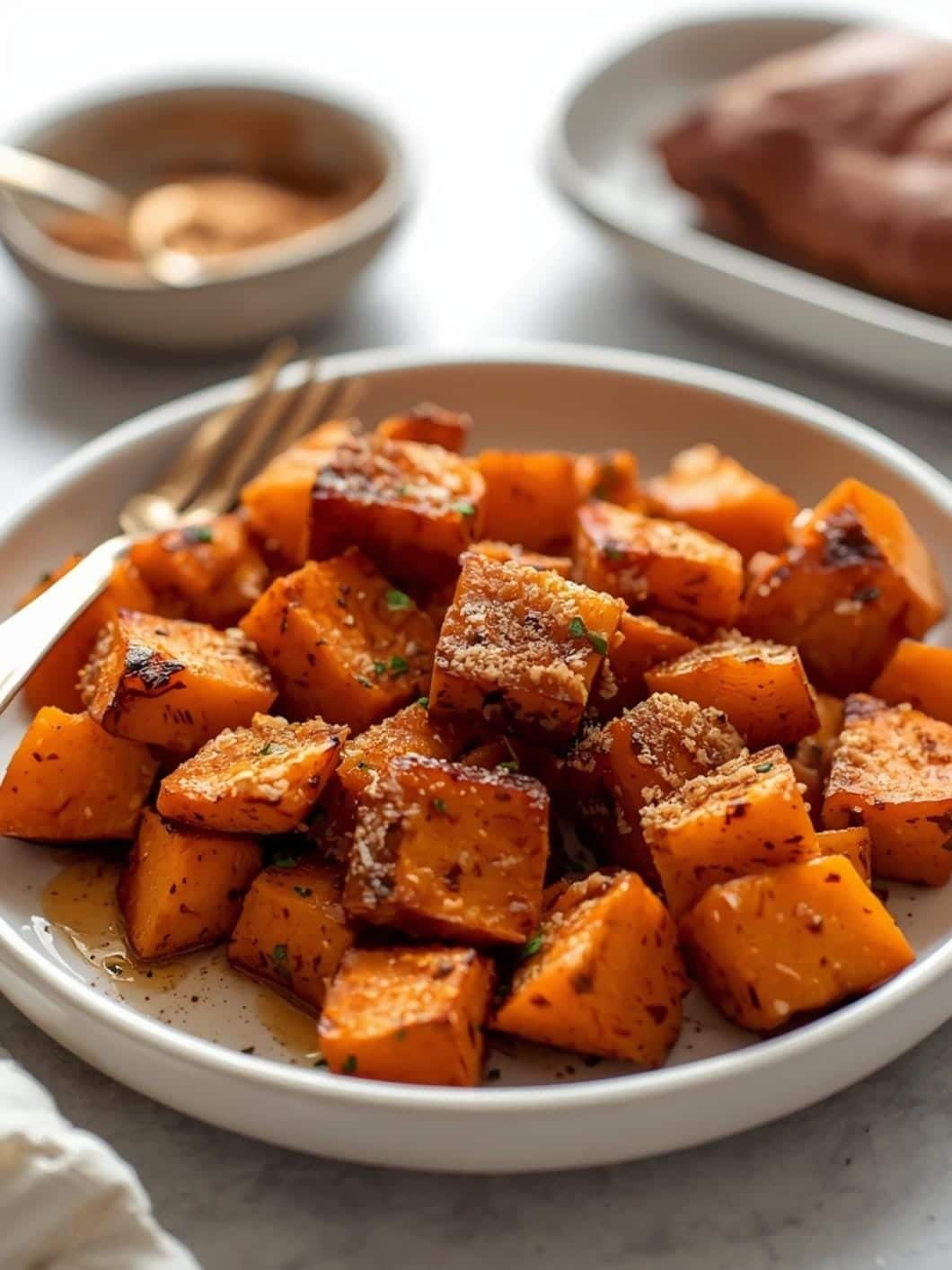 Maple Roasted Sweet Potatoes with Cinnamon