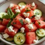 Refreshing Watermelon Cucumber Feta Salad with Honey Lime Dressing 10 =
