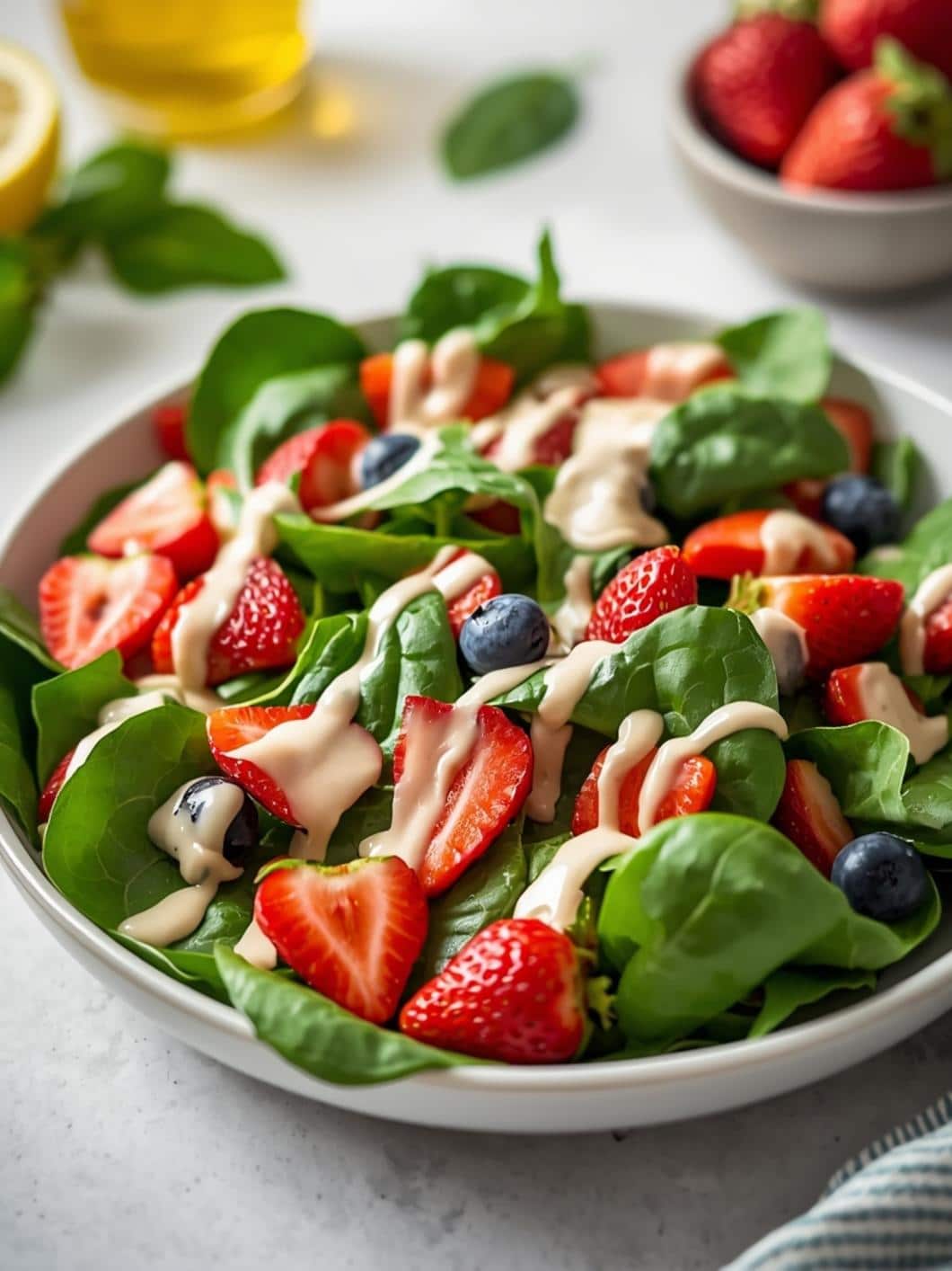 Spinach Strawberry Salad with Poppy Seed Dressing
