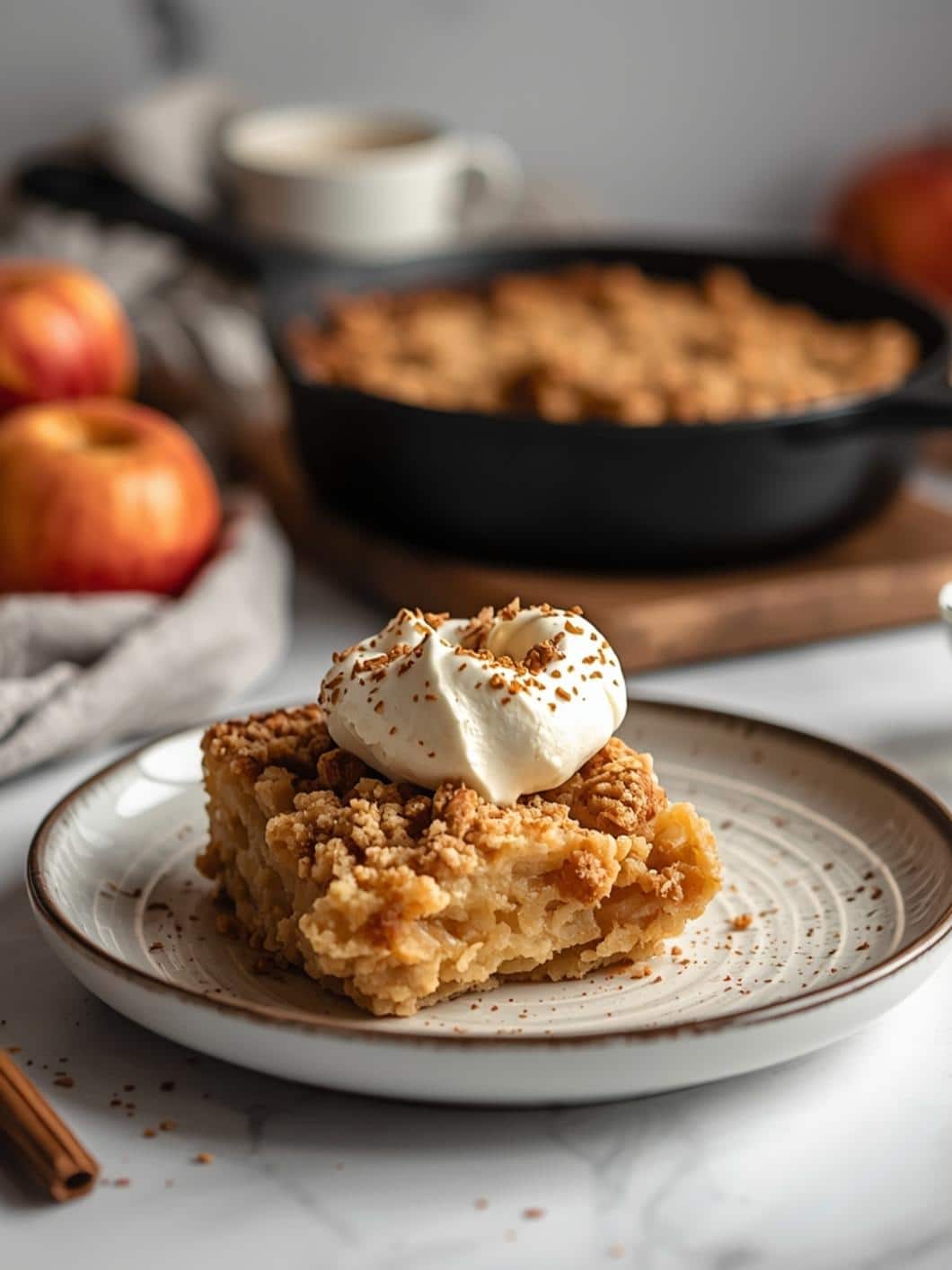 Apple Cinnamon Crumble Cake with Cream Cheese Filling