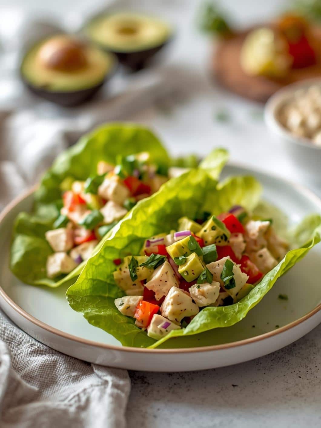 Avocado Chicken Salad Lettuce Wraps - Healthy & Mayo-Free! 15 Avocado Chicken Salad Lettuce Wraps - Healthy & Mayo-Free!
