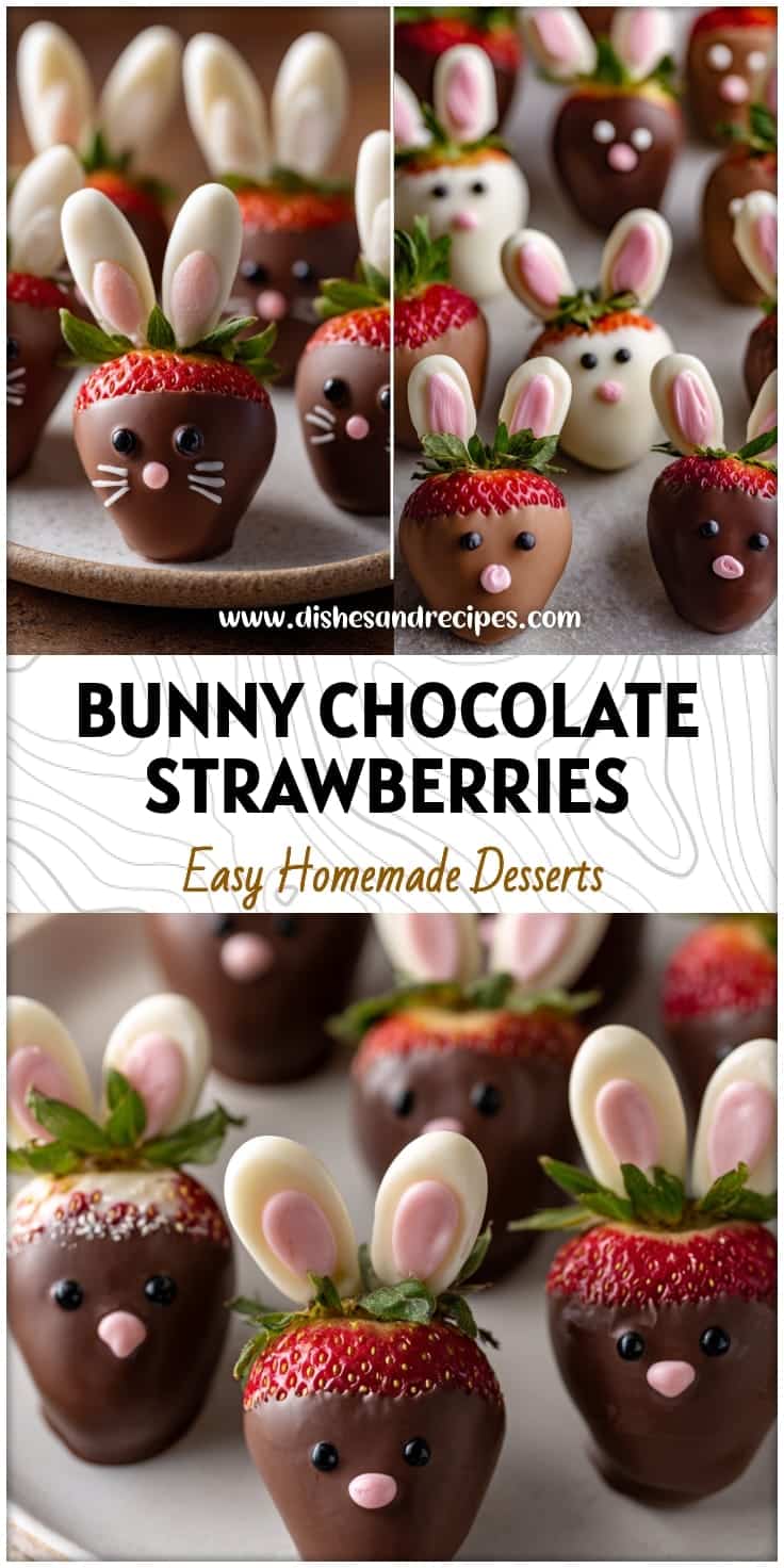 Cute Bunny Chocolate-Covered Strawberries for Easter Dessert