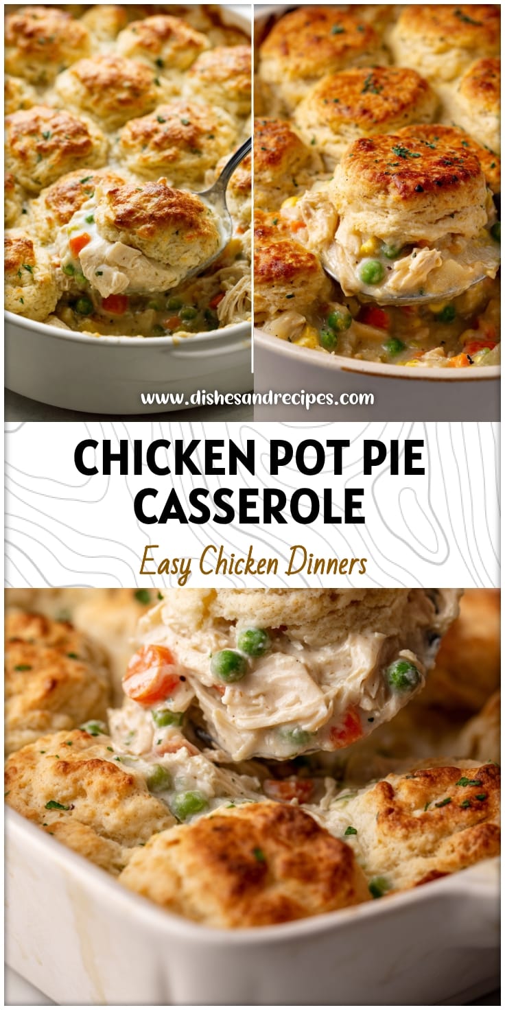 Easy Chicken Pot Pie Biscuit Casserole with Rotisserie Chicken
