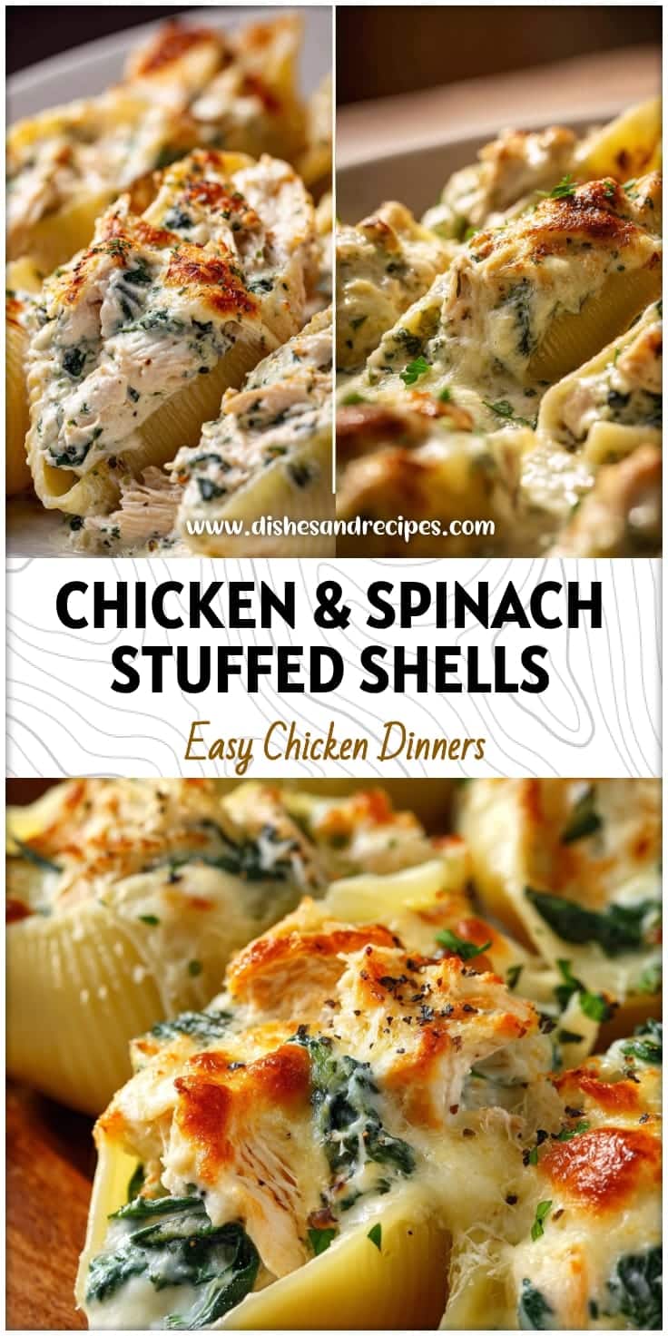 Creamy Chicken & Spinach Stuffed Shells with Alfredo Sauce