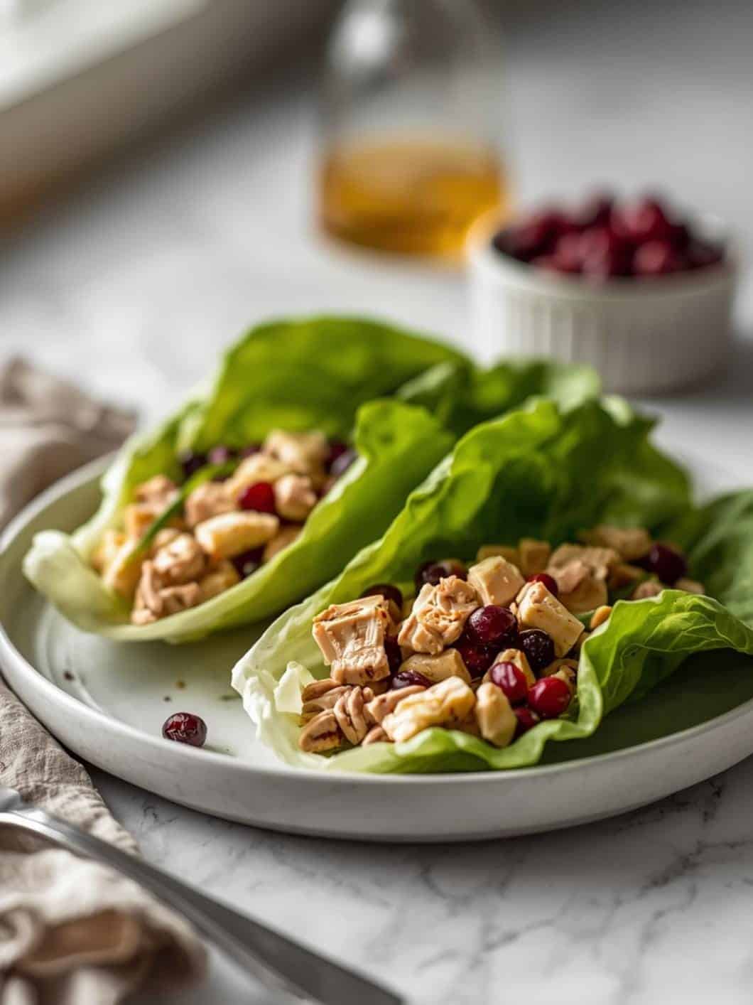 Cranberry Turkey Salad Lettuce Wraps: Healthy & Delicious Leftover Turkey Recipe