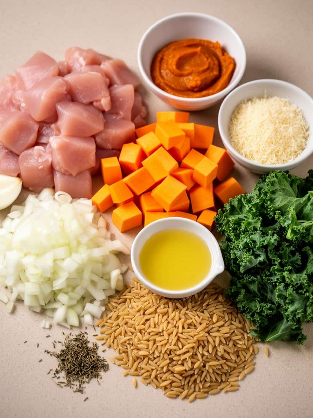 Creamy Pumpkin Chicken Skillet with Butternut Squash & Kale Orzo 13 Creamy Pumpkin Chicken Skillet with Butternut Squash & Kale Orzo