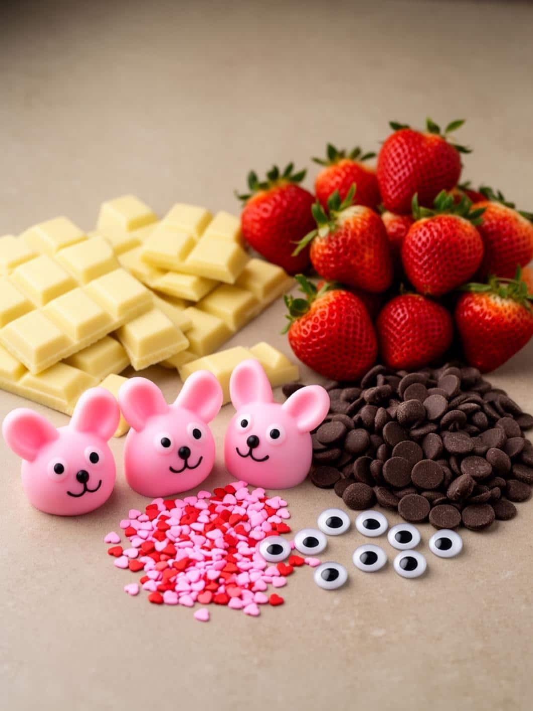 Cute Bunny Chocolate-Covered Strawberries for Easter Dessert