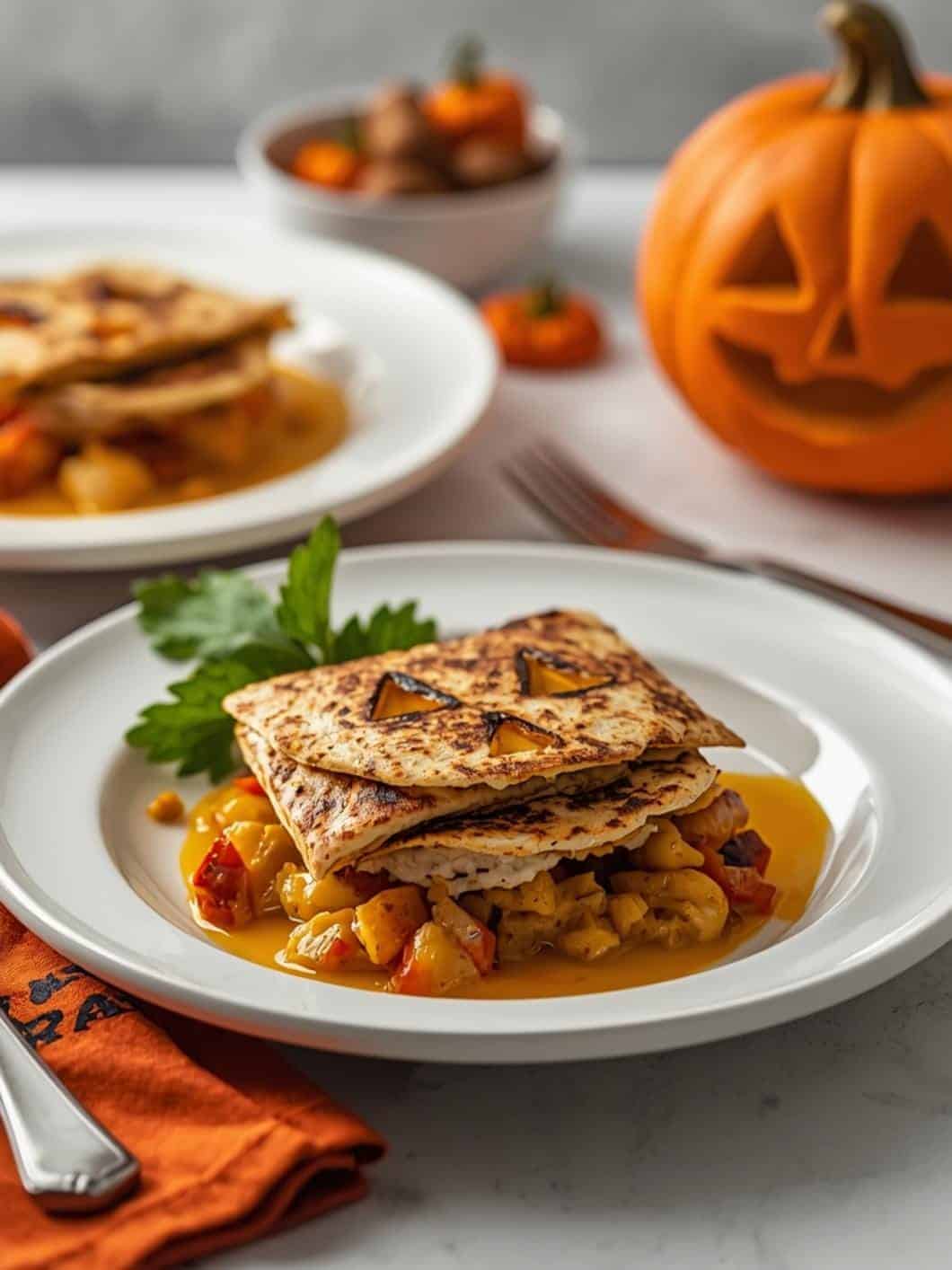 Easy Halloween Jack-O'-Lantern Quesadillas for a Spooky Dinner