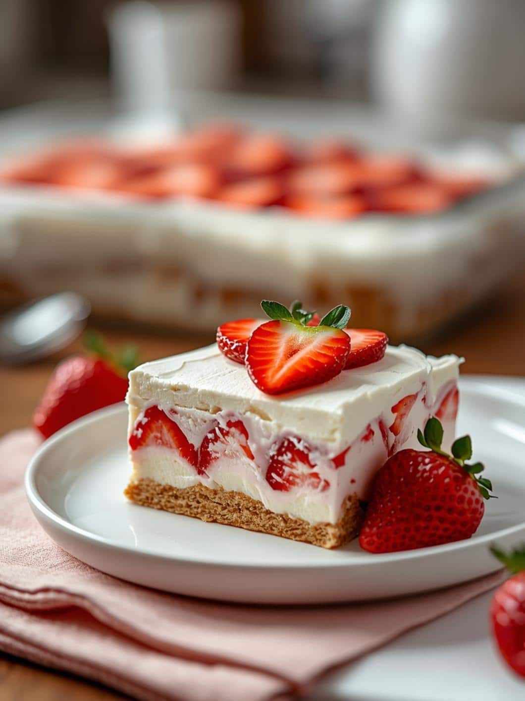 Easy No-Bake Strawberry Icebox Cake with Cream Cheese
