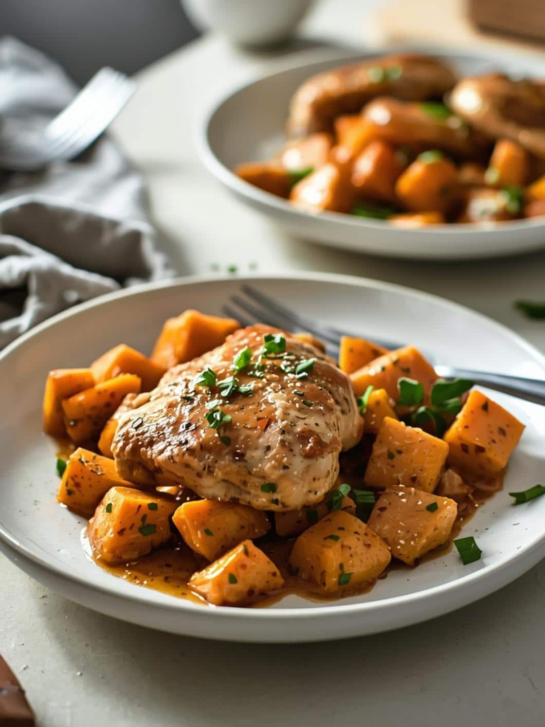 Garlic Herb Chicken & Sweet Potato Sheet Pan Dinner