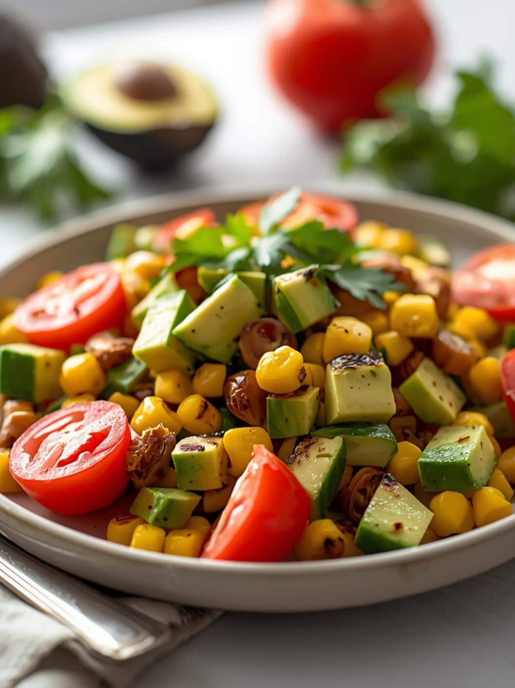 Grilled Corn, Avocado & Tomato Salad: A Colorful Fresh Summer Recipe