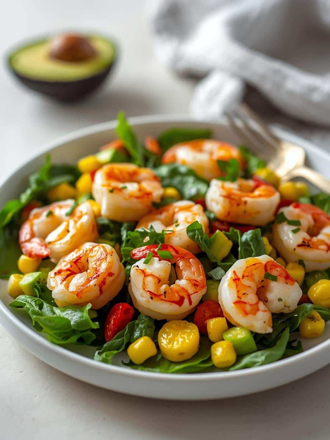 Grilled Shrimp, Corn & Avocado Summer Salad Recipe