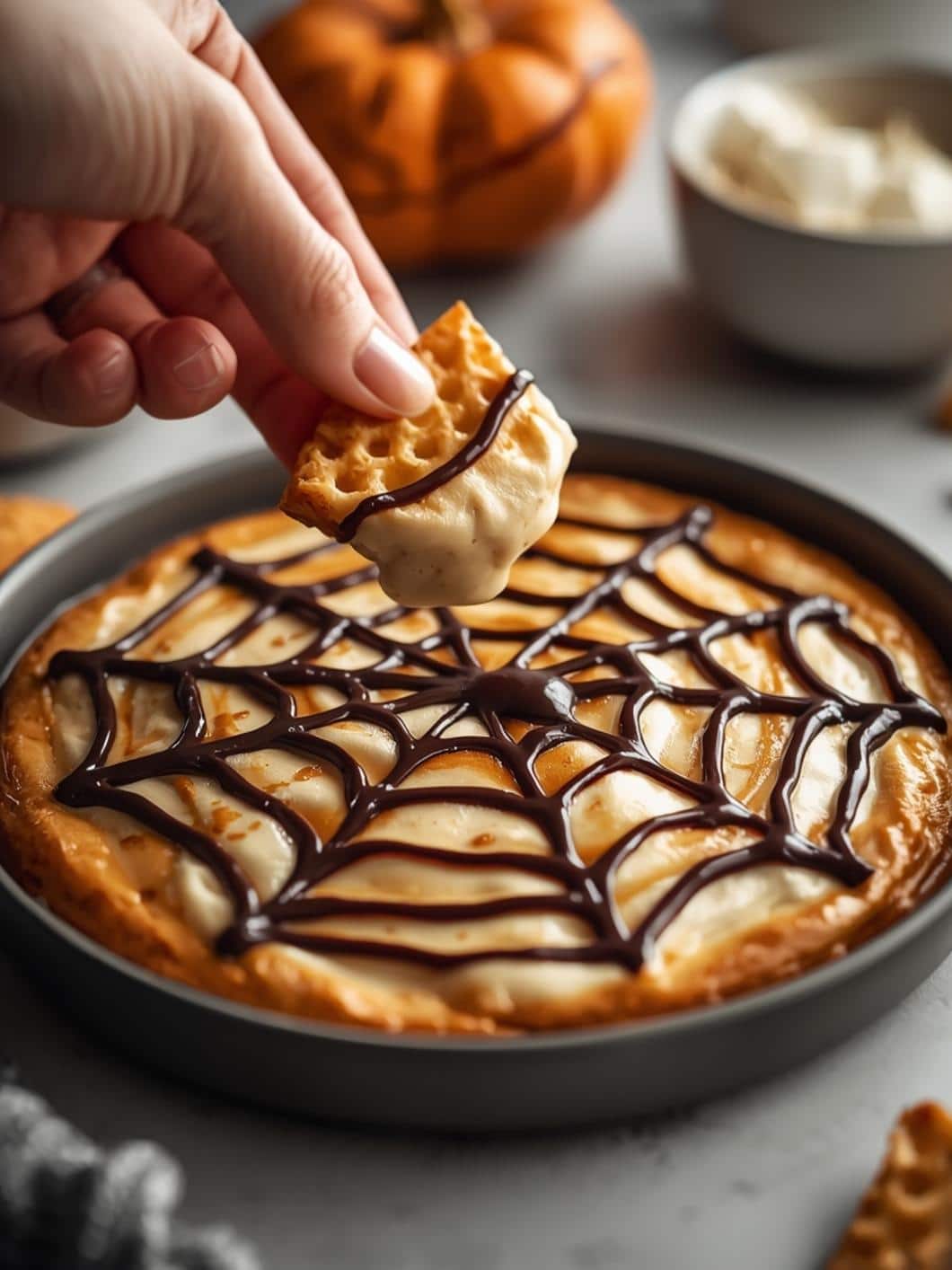 Halloween Spiderweb Cheesecake Dip: Easy Spooky Dessert Idea