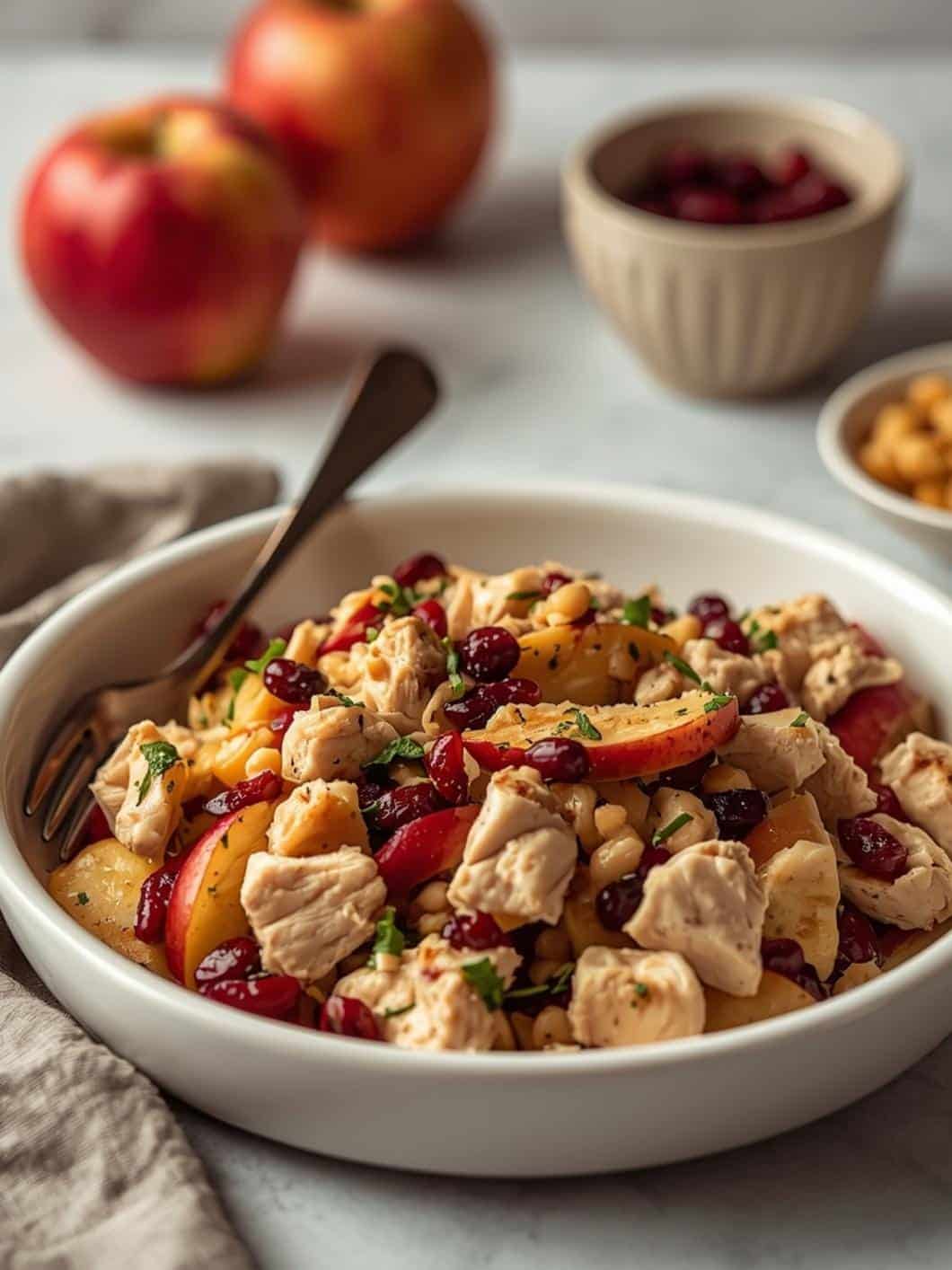 Harvest Chicken Salad with Apples & Cranberries - Sweet & Healthy Recipe