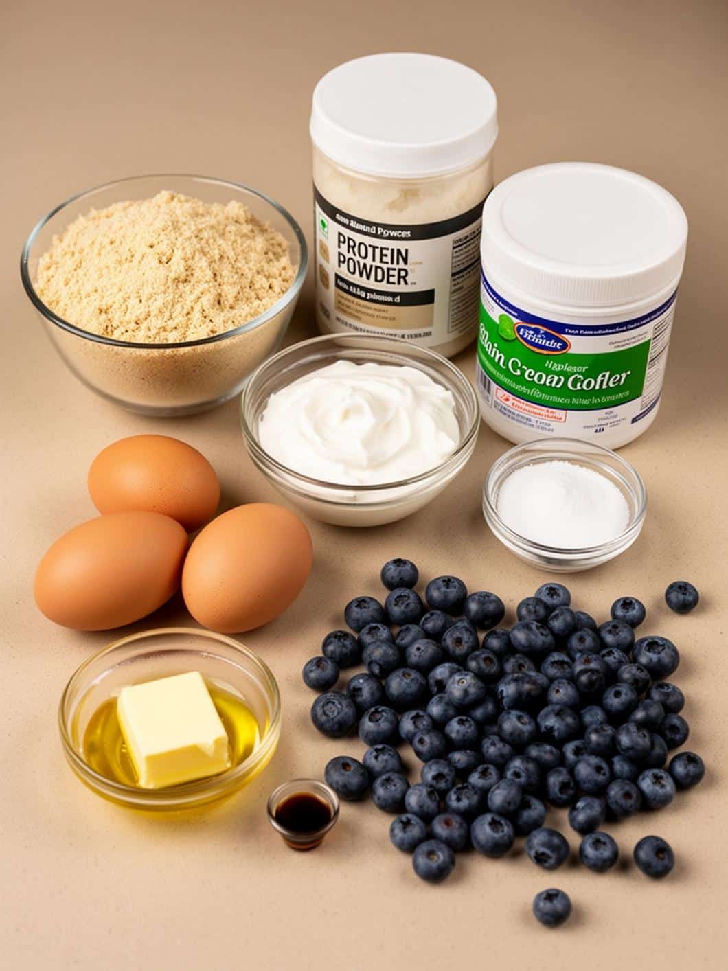 High-Protein Blueberry Yogurt Muffins with Almond Flour