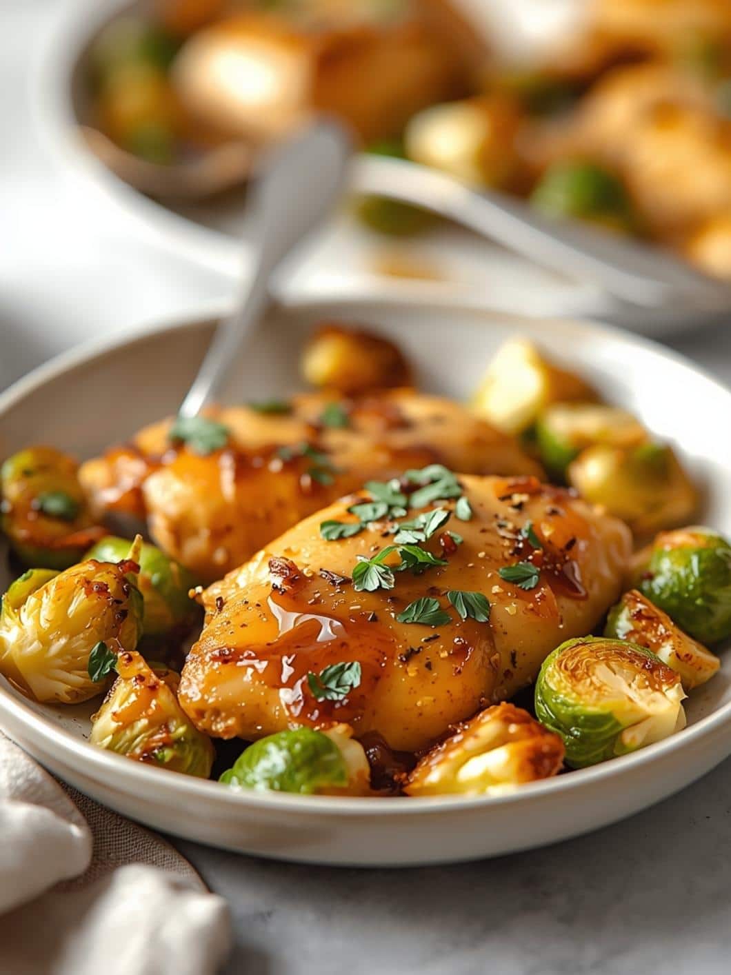 Honey Mustard Chicken & Brussels Sprouts Sheet Pan Dinner