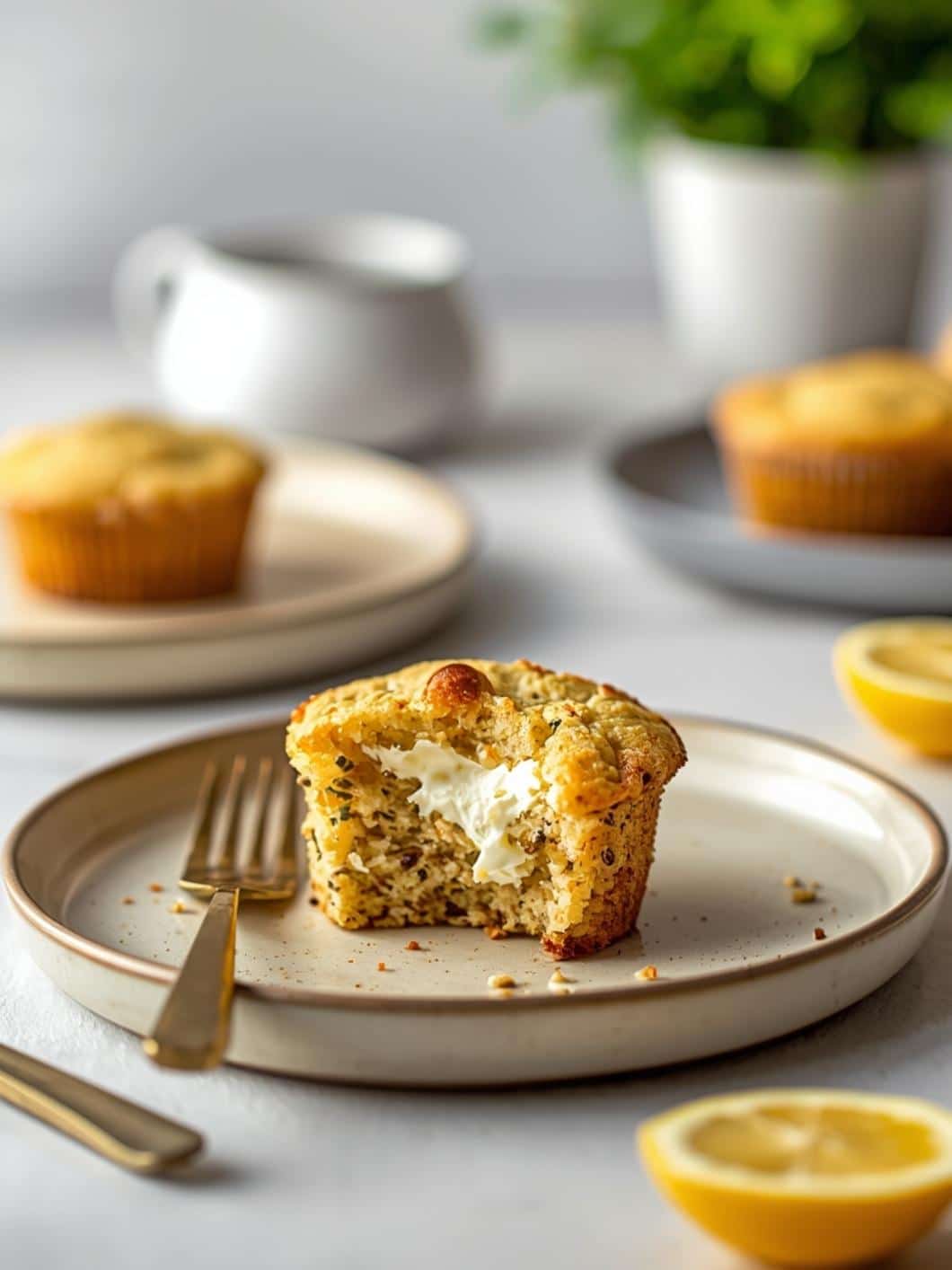 Lemon Poppy Seed Protein Muffins with Cottage Cheese