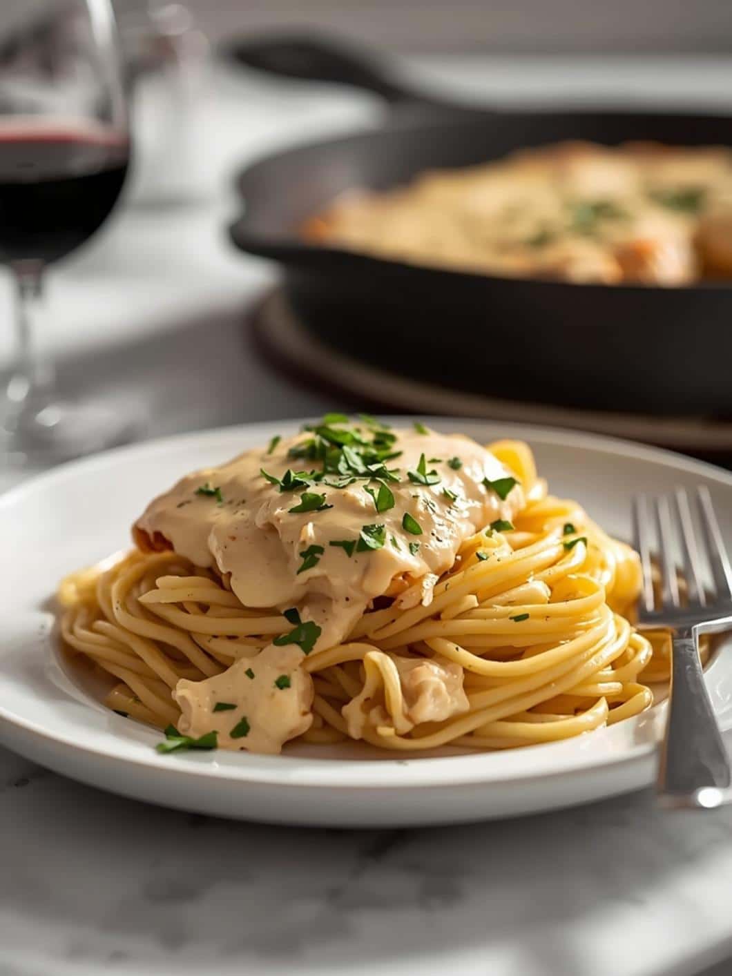 Light Chicken Alfredo Spaghetti Squash Recipe