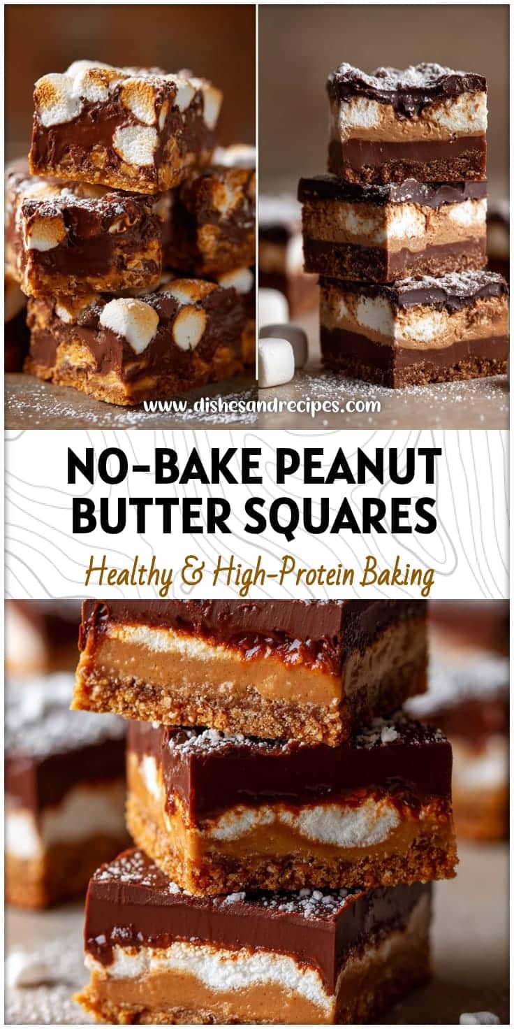 No-Bake Peanut Butter Chocolate Squares with Marshmallows