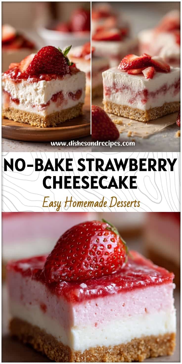 Easy No-Bake Strawberry Cheesecake Bars Recipe