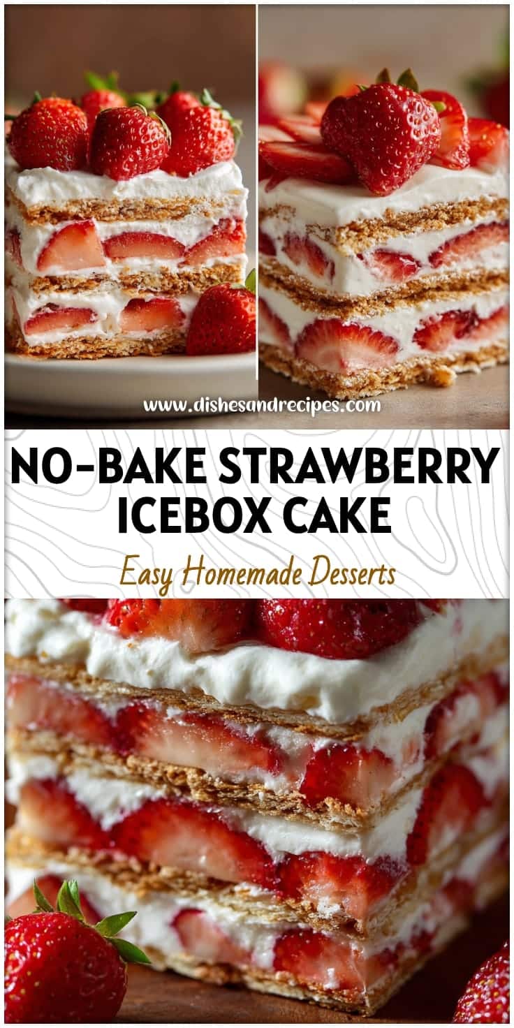 Easy No-Bake Strawberry Icebox Cake with Cream Cheese