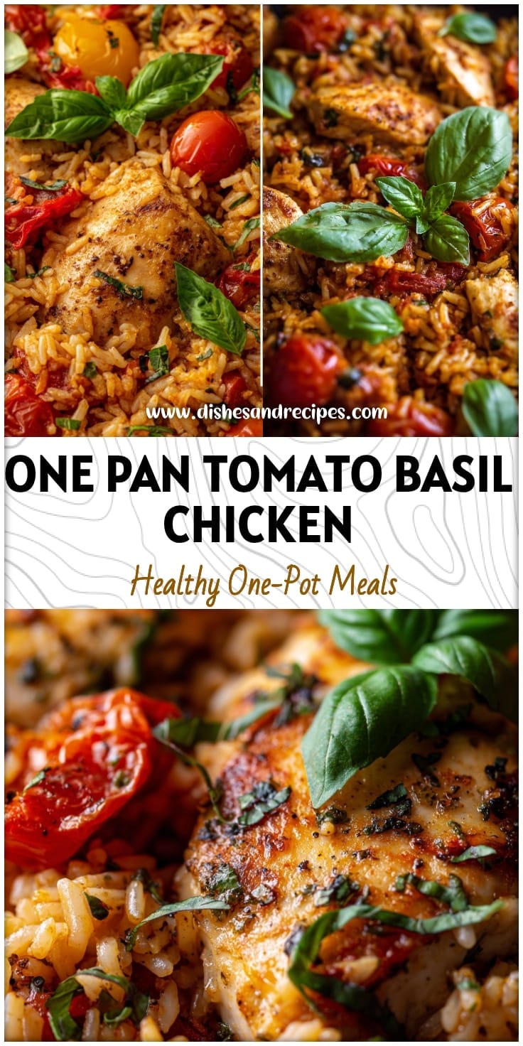 One Pan Tomato Basil Chicken and Rice Recipe