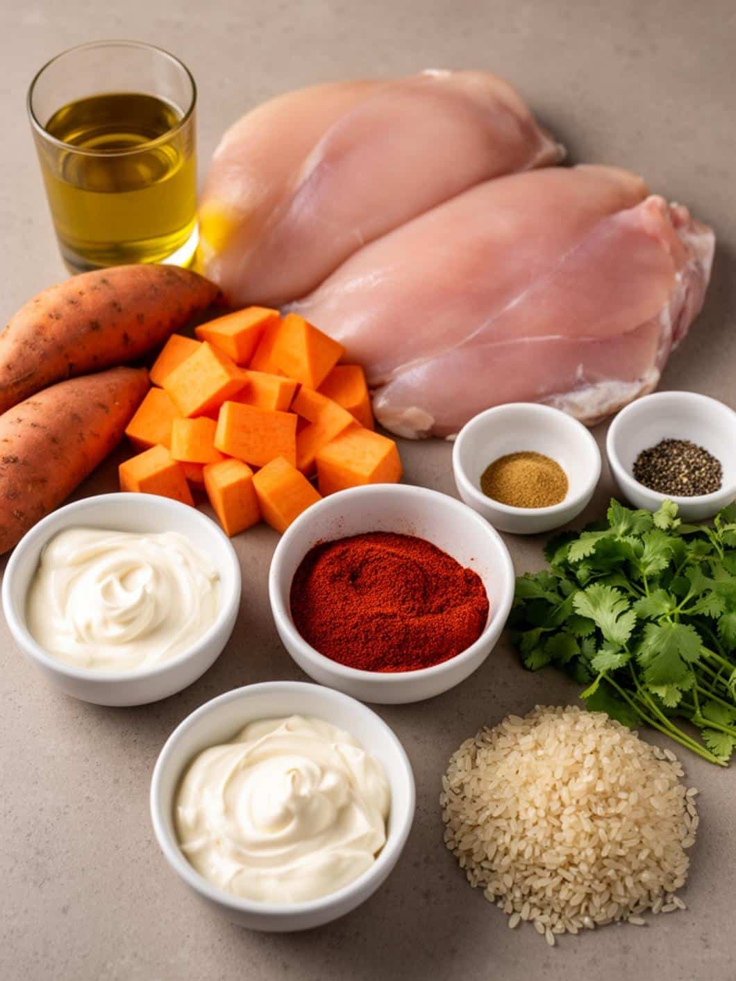 Slow Cooker Chicken & Sweet Potato Power Bowls with Creamy Chipotle Sauce