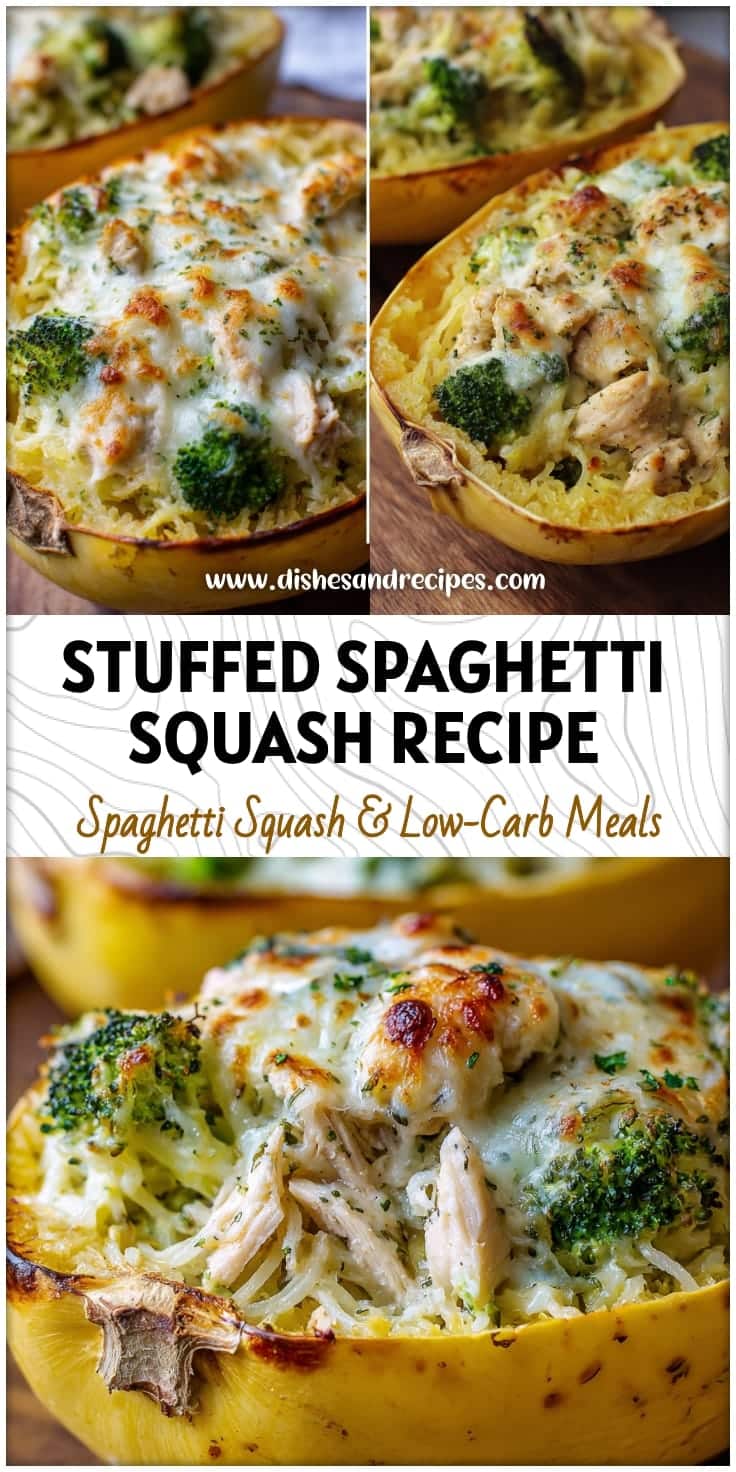 Chicken & Broccoli Stuffed Spaghetti Squash Recipe