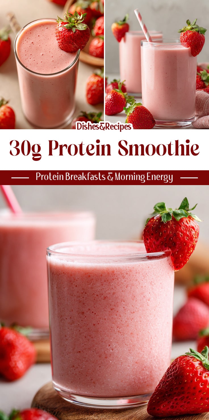 30g Protein Strawberry Smoothie (5 Minutes)