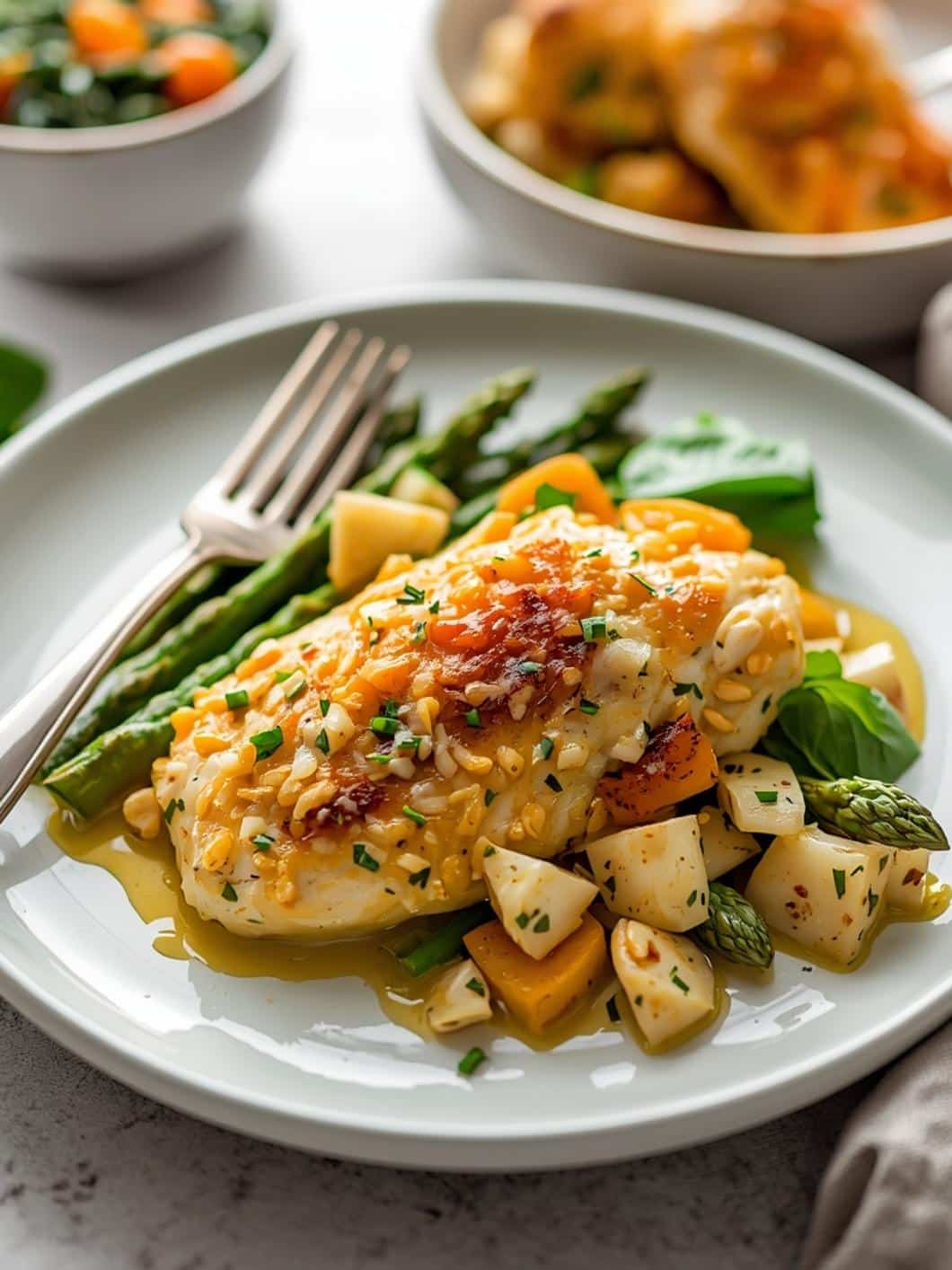 Baked Chicken with Asparagus & Parmesan Crust (Easy Weeknight Meal)