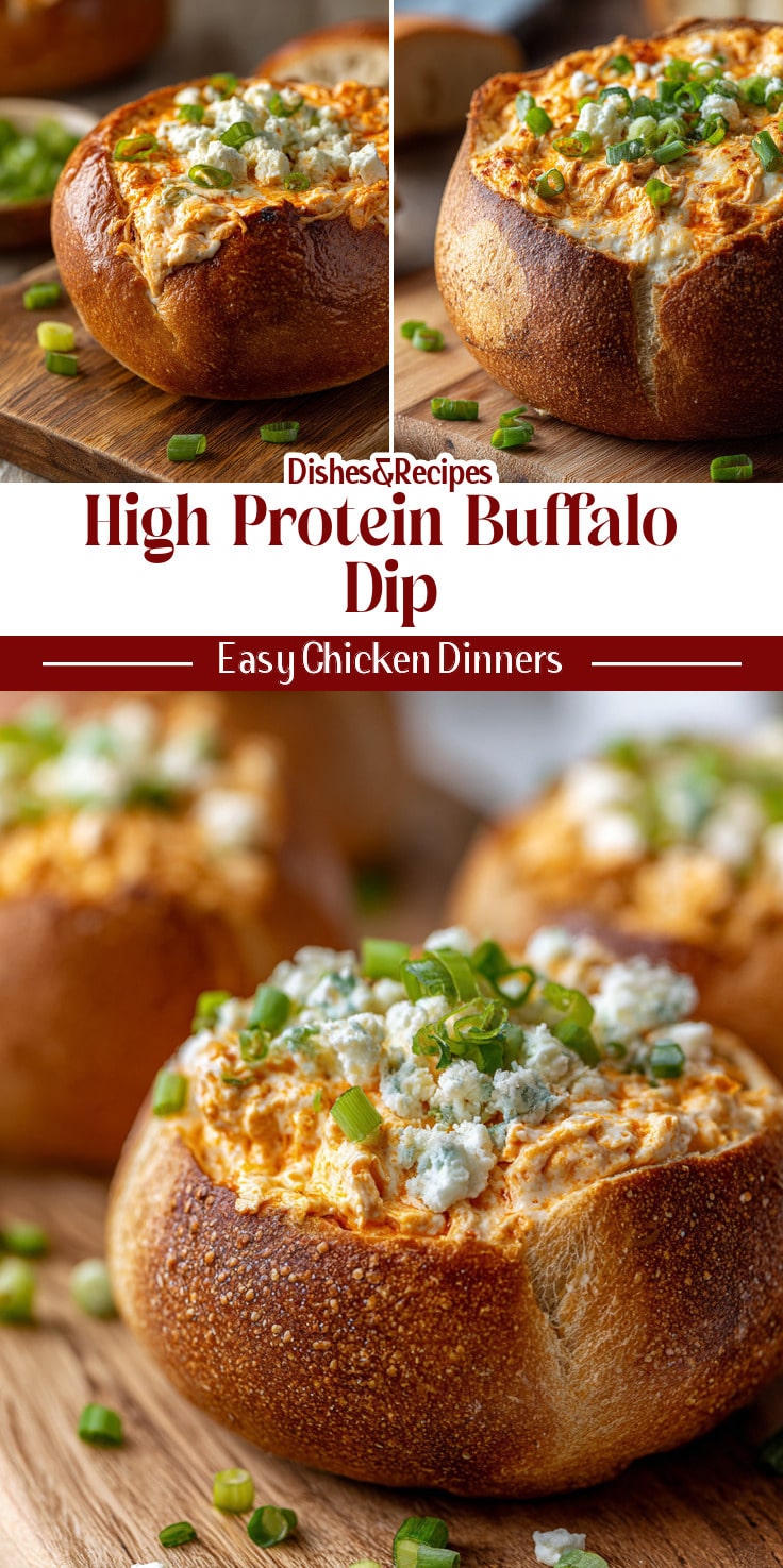 High Protein Buffalo Chicken Dip Baked in a Bread Bowl 14 High Protein Buffalo Chicken Dip Baked in a Bread Bowl