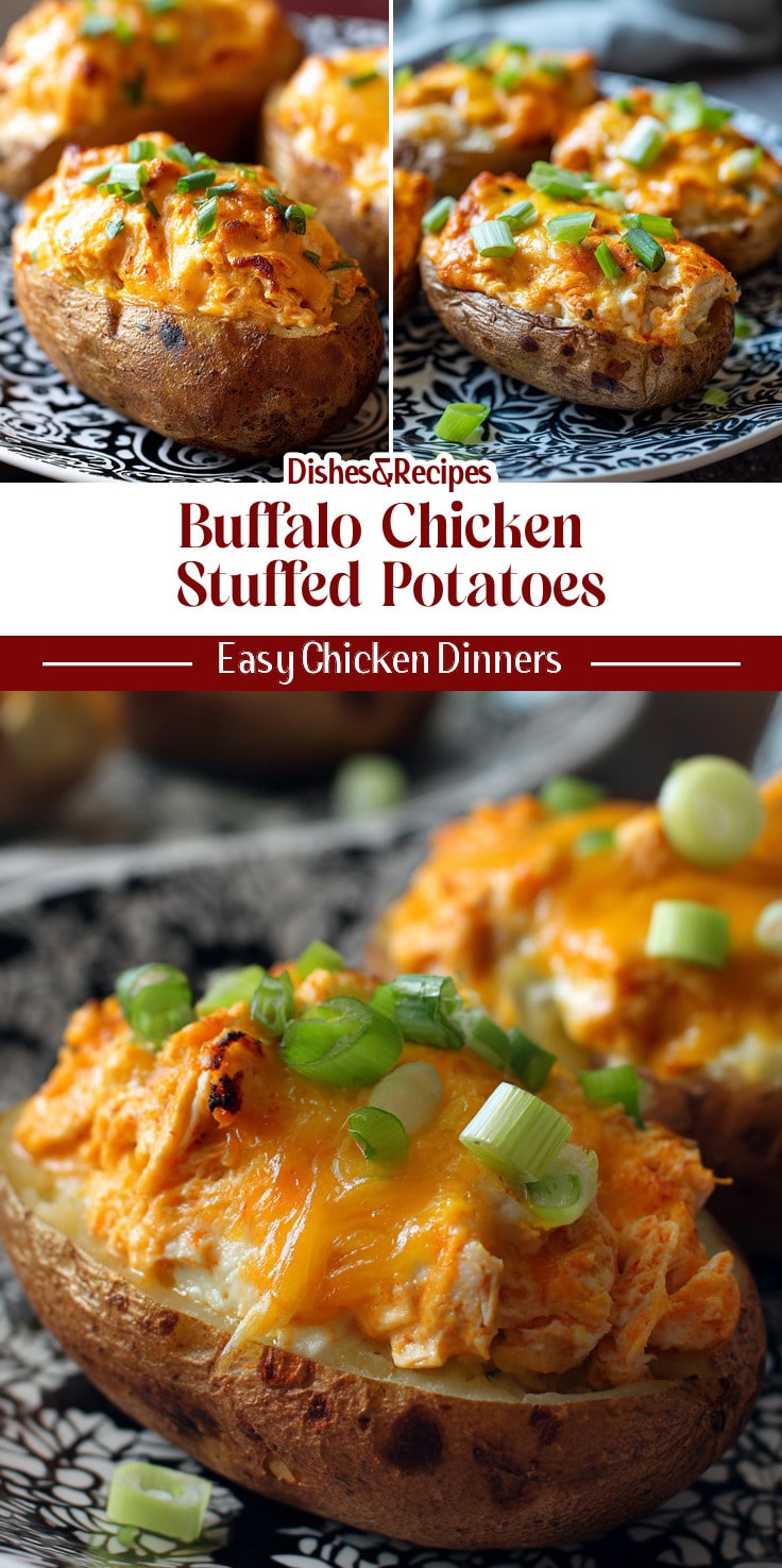 Cheesy Buffalo Chicken Stuffed Potatoes (Easy Weeknight Meal)