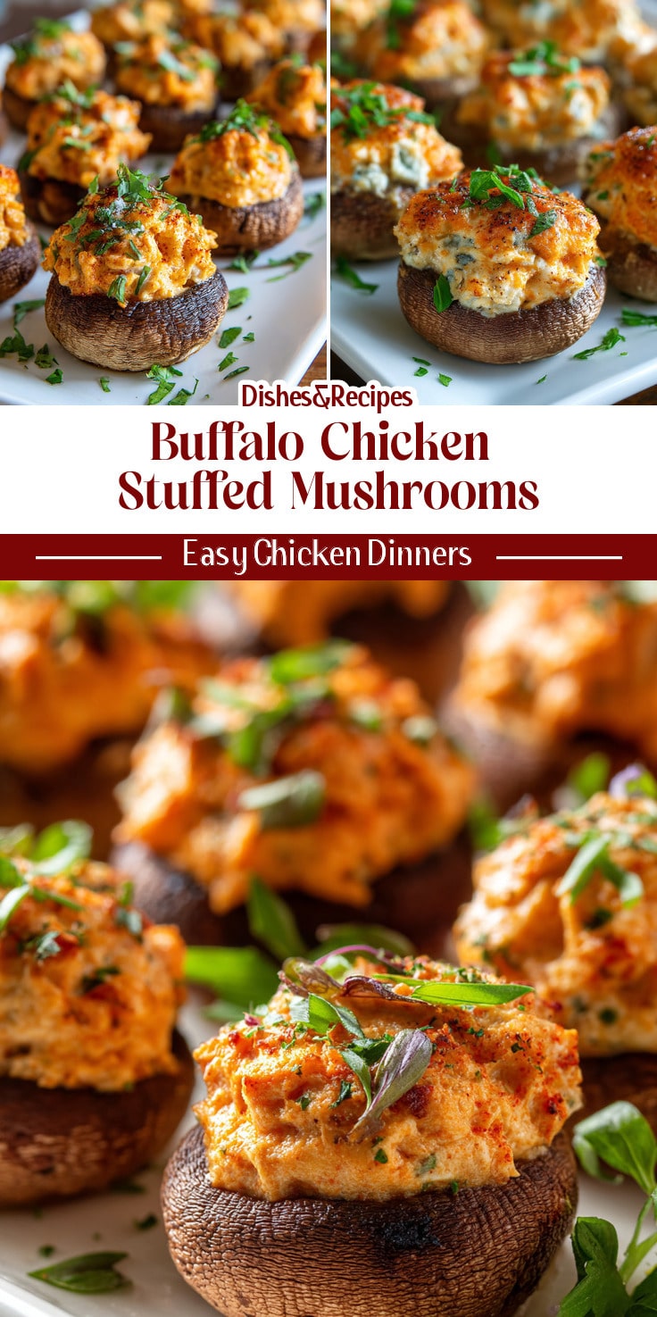 Buffalo Chicken Stuffed Mushrooms for Easy Appetizers