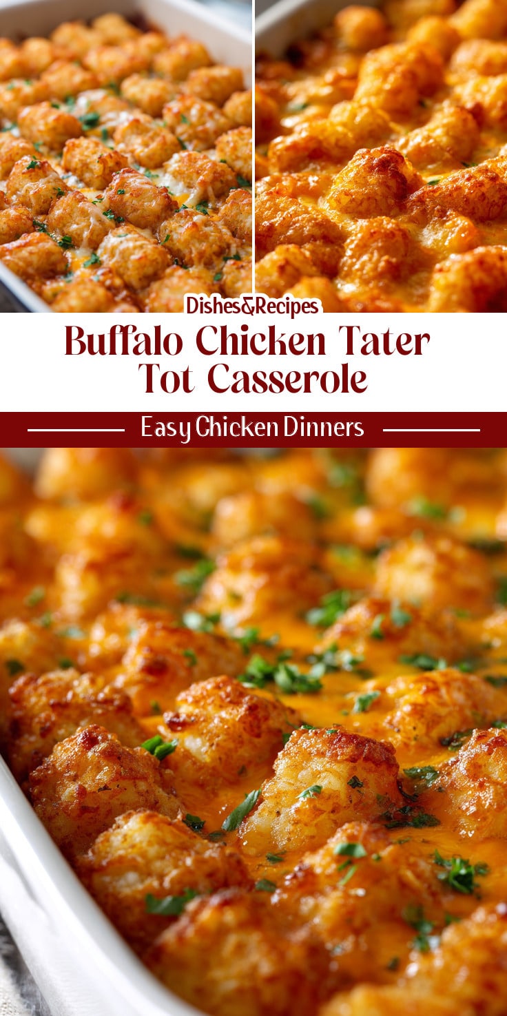 Buffalo Chicken Dip Tater Tot Casserole for Easy Weeknight Dinners