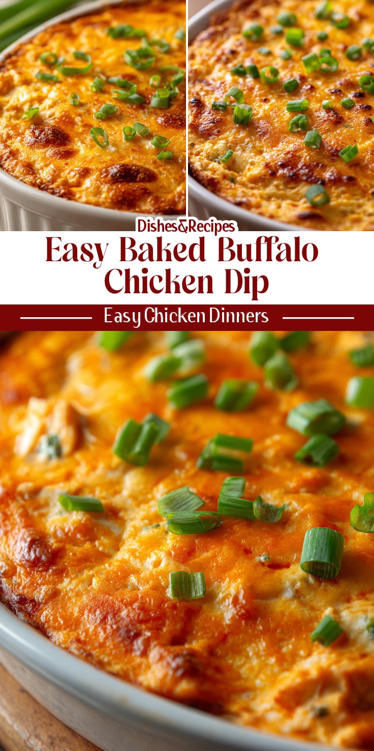 Easy Baked Buffalo Chicken Dip with Cheddar & Mozzarella