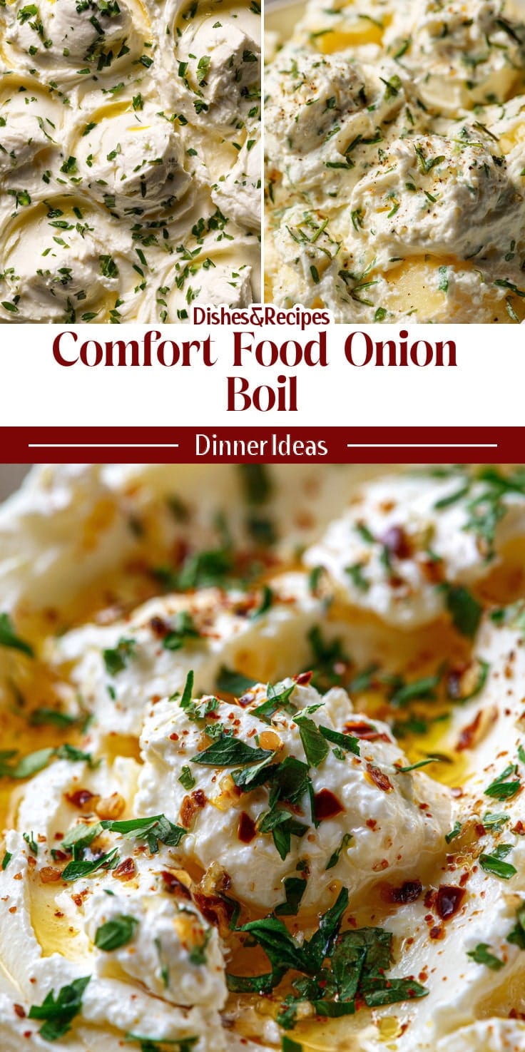 Creamy Garlic Onion Boil with Whipped Feta (Comfort Food)