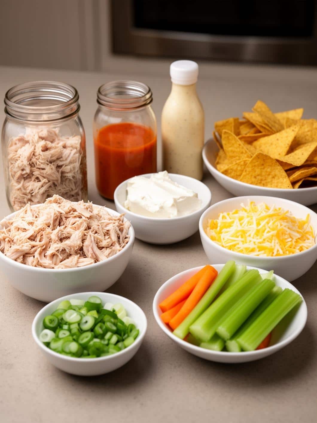 Easy Baked Buffalo Chicken Dip with Cheddar & Mozzarella