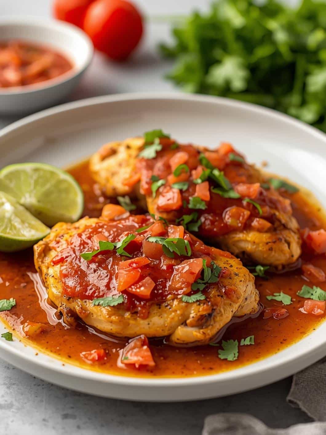 Easy Chicken Taco Marinade with Fresh Tomato Lime Sauce