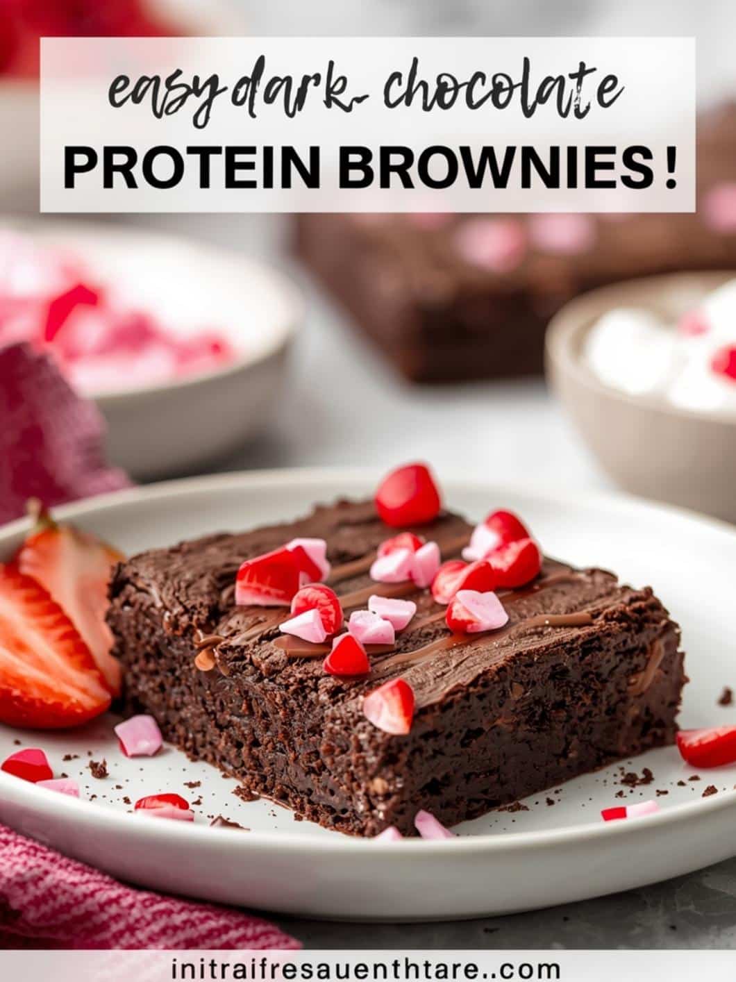 Easy Dark Chocolate Protein Brownies for Valentine's Day