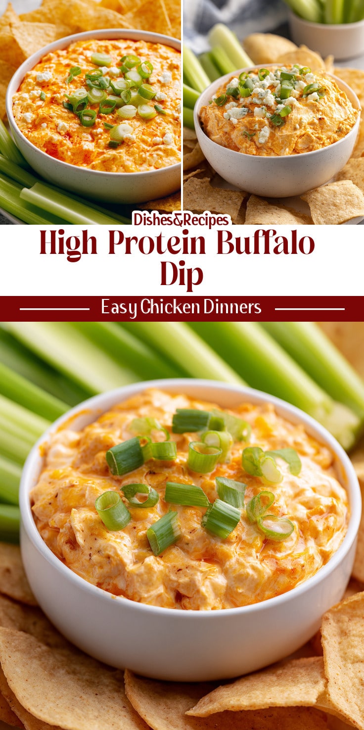 High Protein Buffalo Chicken Dip (Crockpot Recipe)