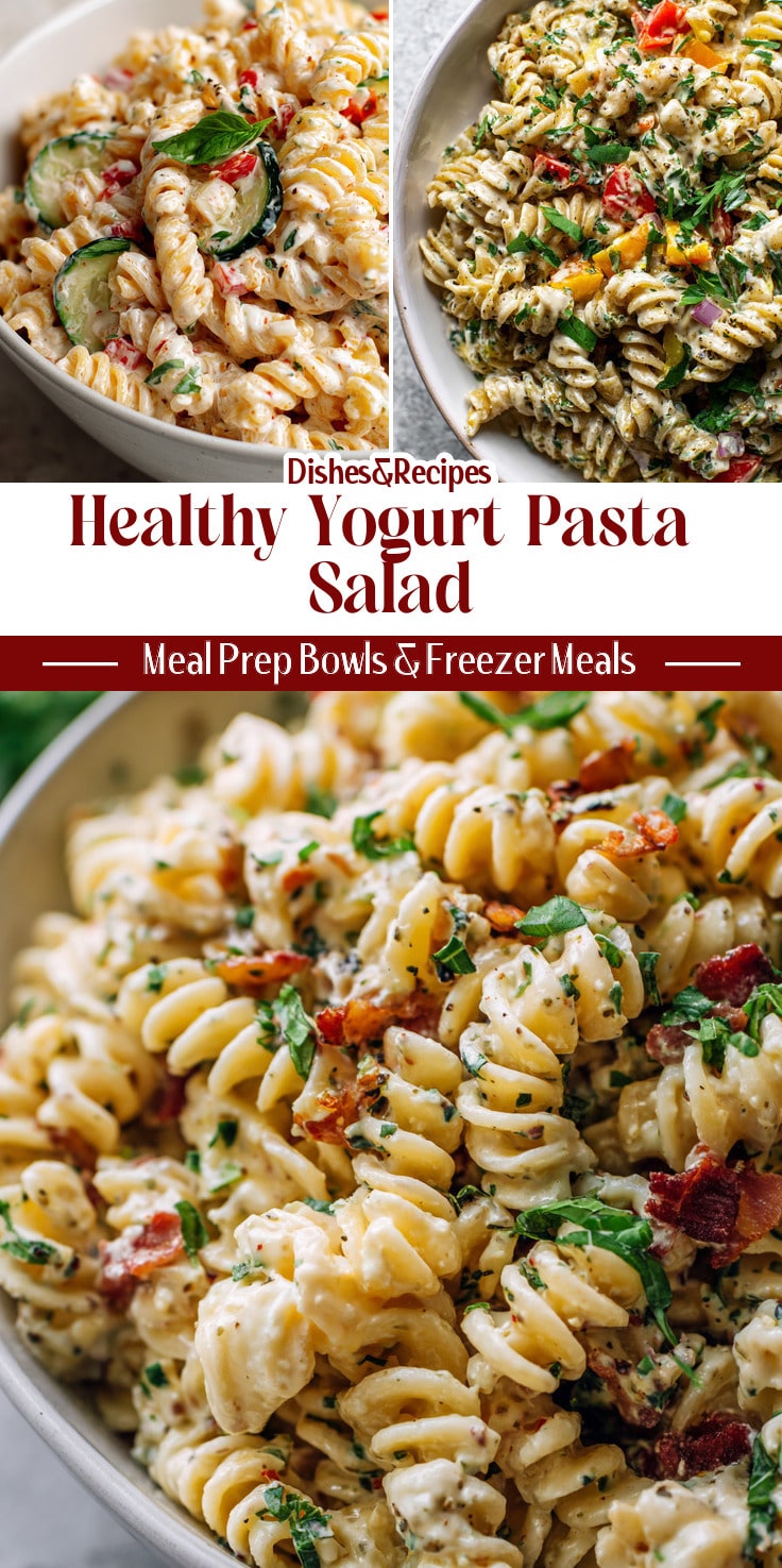 Healthy Greek Yogurt Pasta Salad (Low Calorie Dressing)