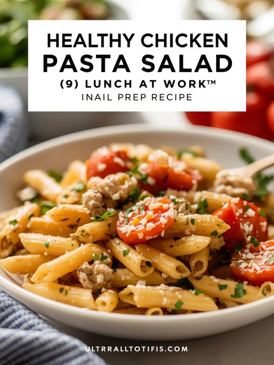 Healthy Chicken Pasta Salad for Lunch at Work