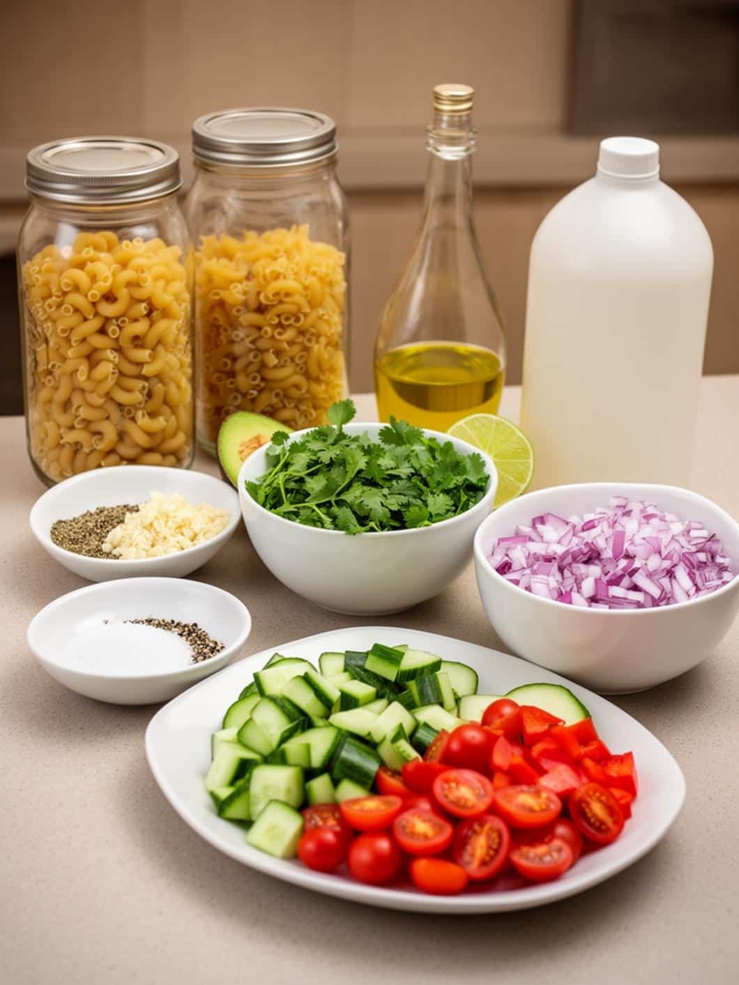 Healthy Pasta Salad with Creamy Avocado Dressing
