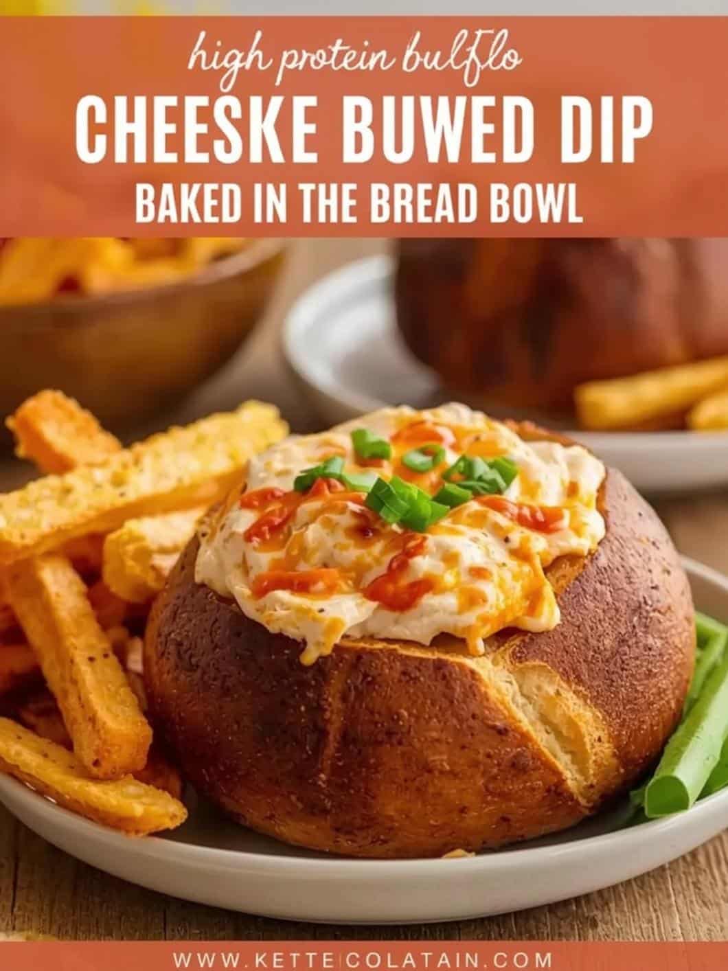 High Protein Buffalo Chicken Dip Baked in a Bread Bowl 15 High Protein Buffalo Chicken Dip Baked in a Bread Bowl