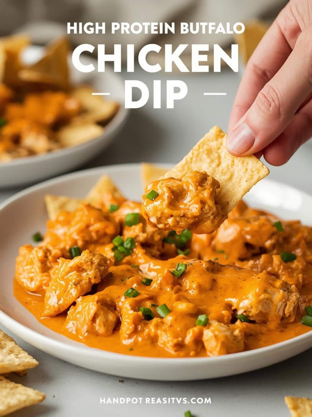 High Protein Buffalo Chicken Dip (Crockpot Recipe)