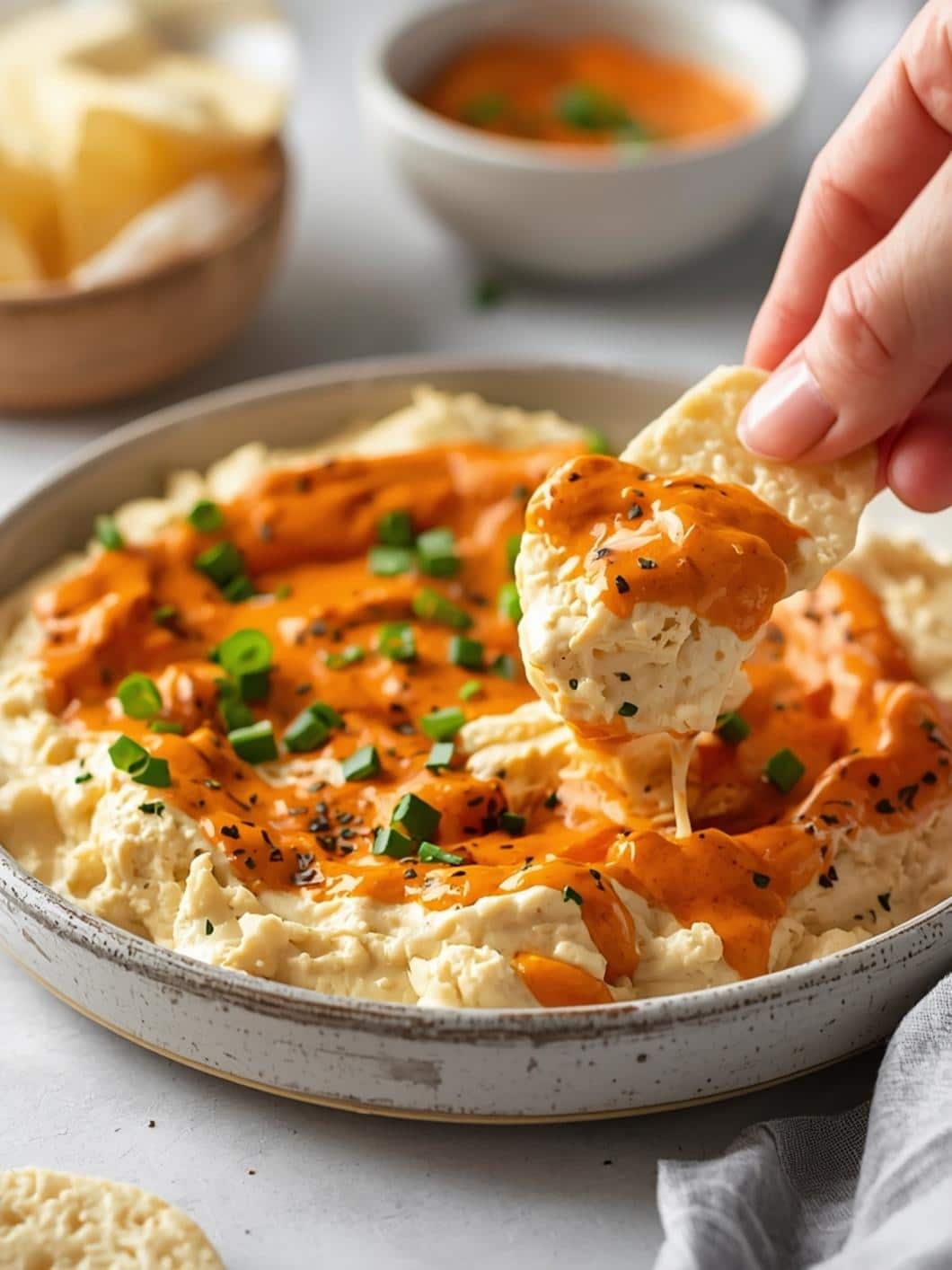 High Protein Buffalo Chicken Dip for Super Bowl Parties