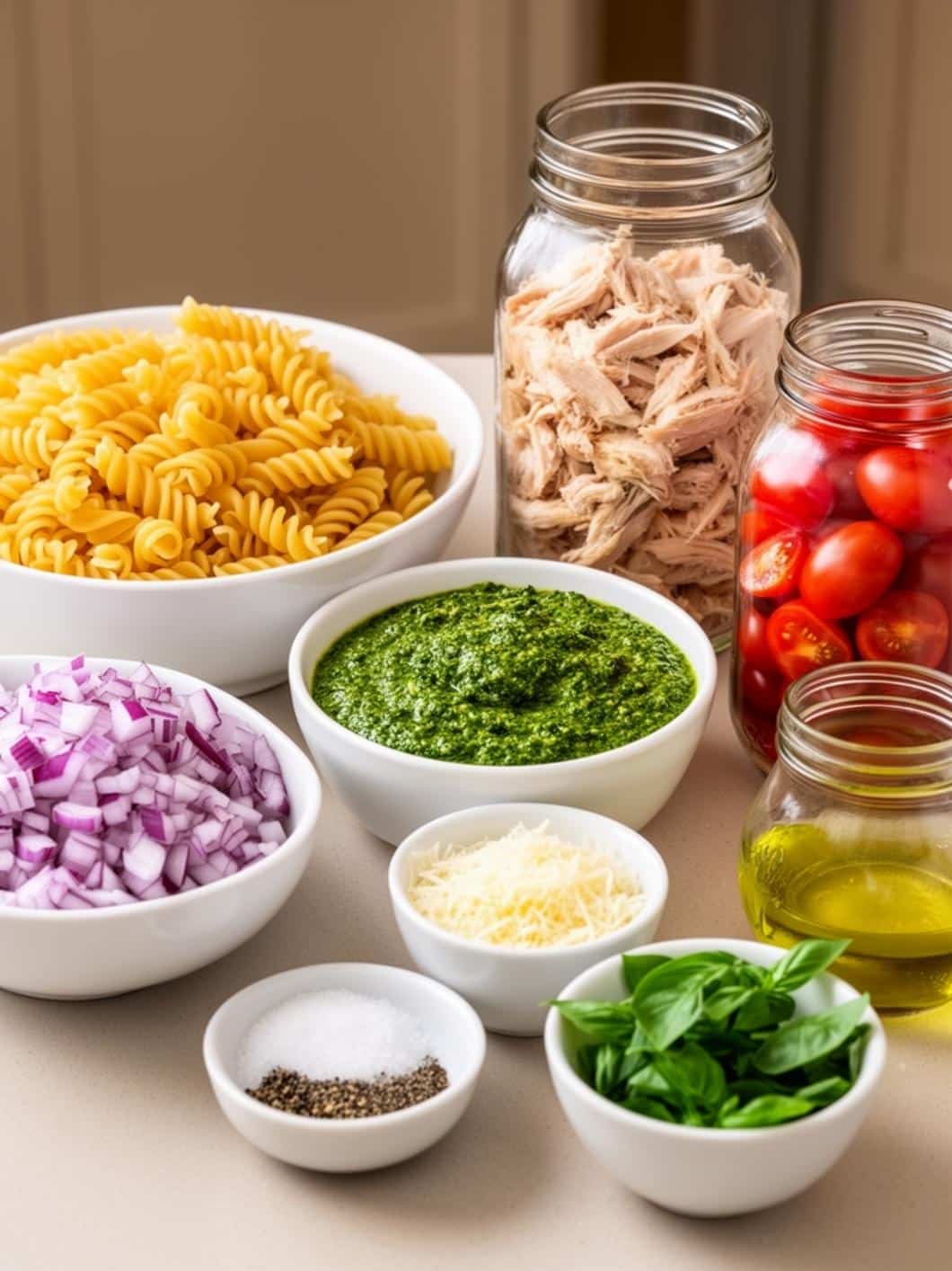 High-Protein Pesto Chicken Pasta Salad (Healthy Lunch)